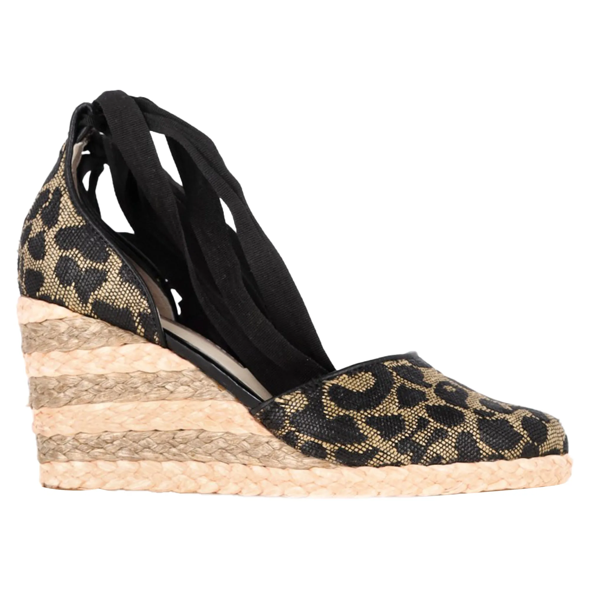 Sophia Webster Printed Espadrille Wedge Pumps in Brown Polyester Stylish Design Versatile Casual Footwear