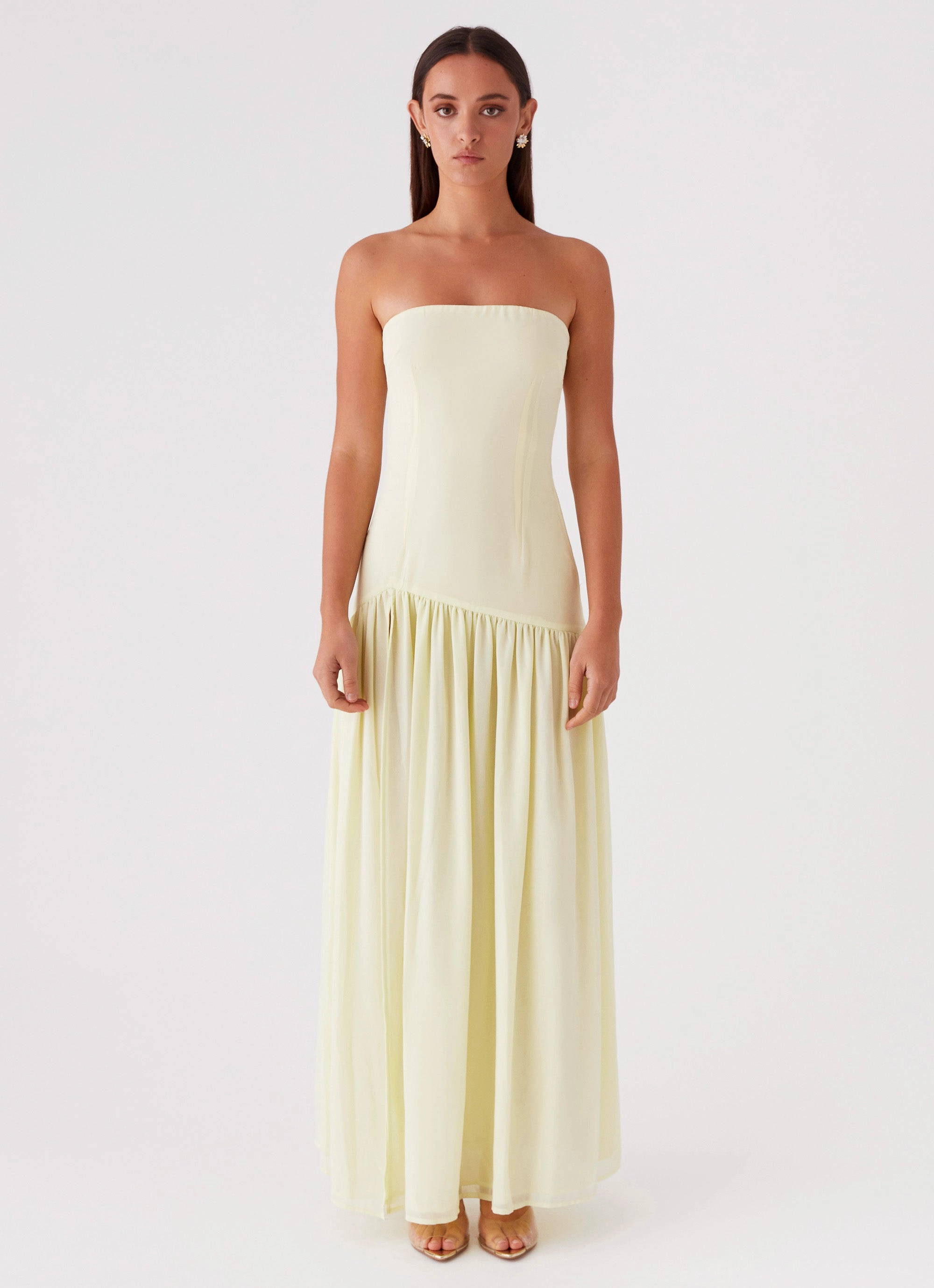 Chill Lines Smooth Layers Eden Strapless Maxi Dress - Yellow