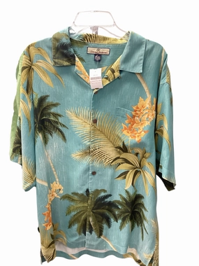 Tommy Bahama Men's Silk Shirt Aqua L Stylish Comfort