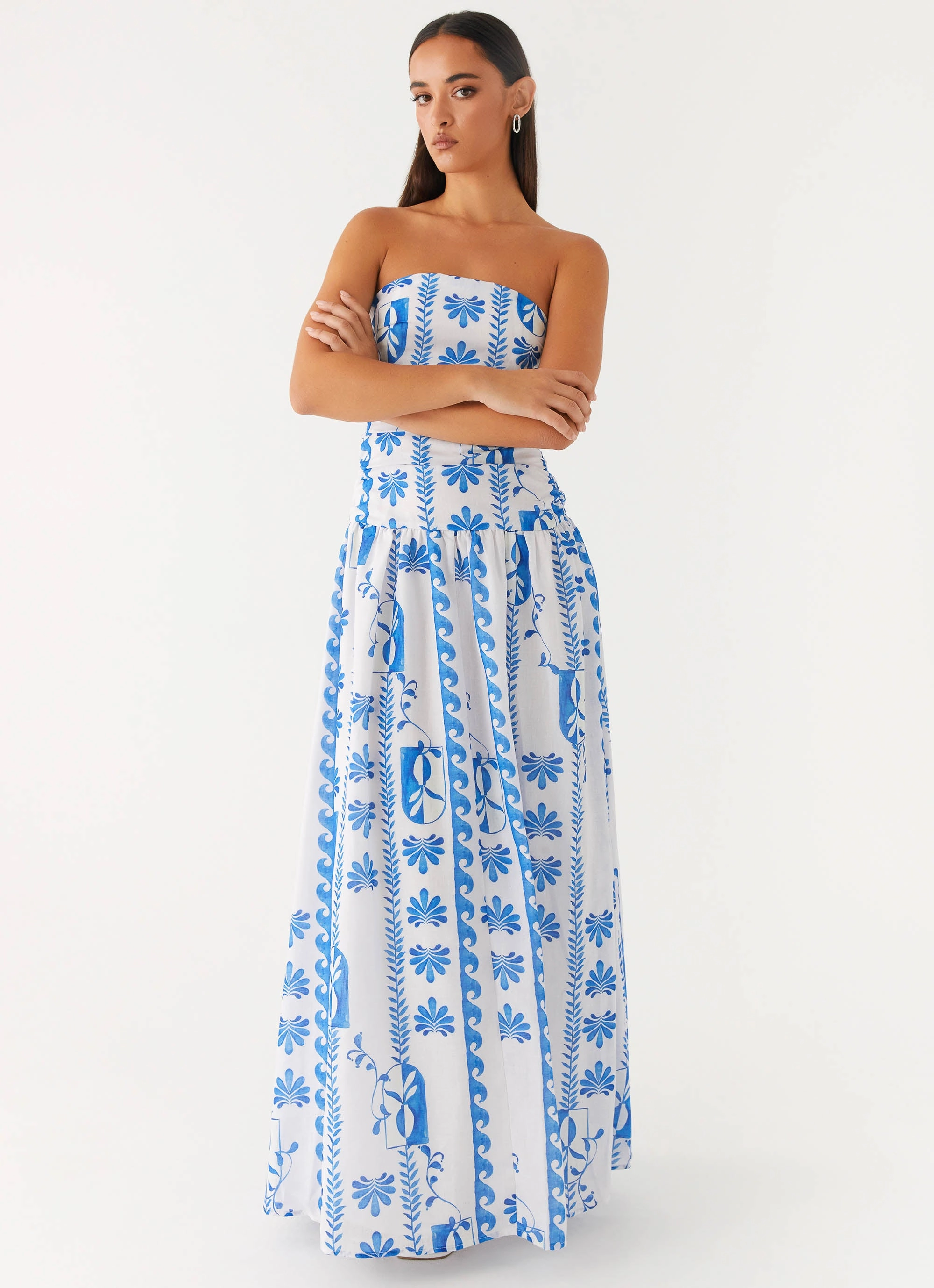 Carmel Maxi Dress - Floral Wave Brunch Outfit