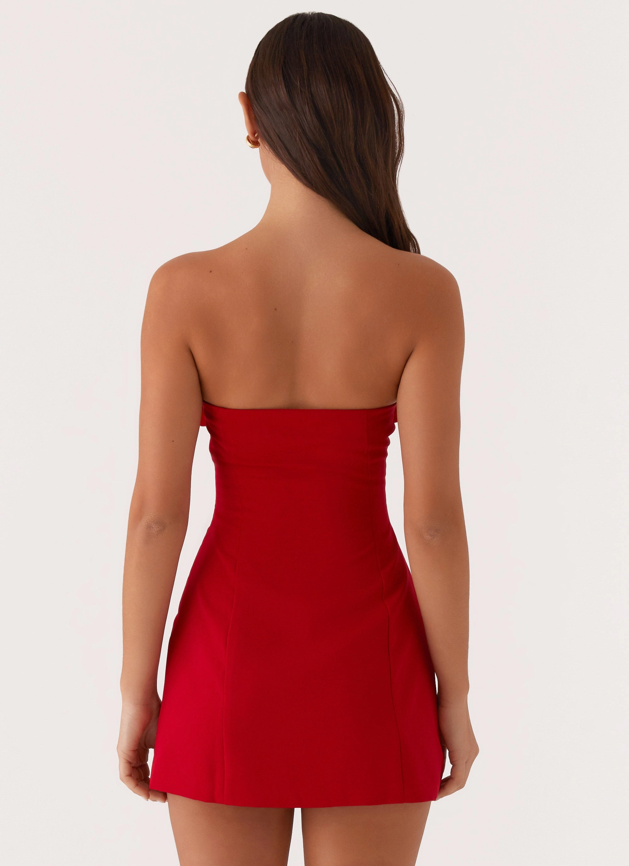 Patsie Strapless Mini Dress - Red Feminine Comfort