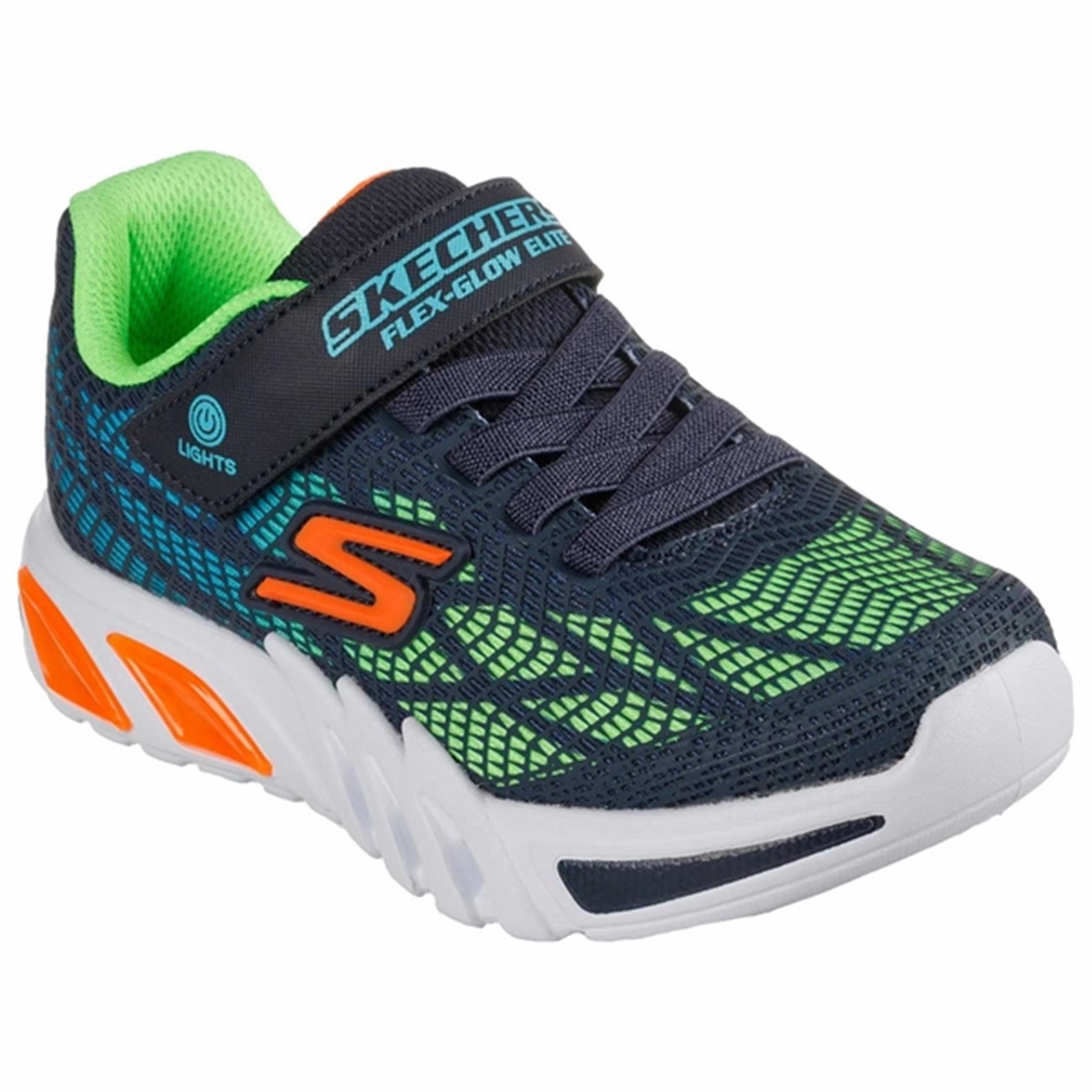 Dynamic Traction ZipUp Skechers S-Lights Flex Glow Elite Sneakers Vorlo Navy/Multi