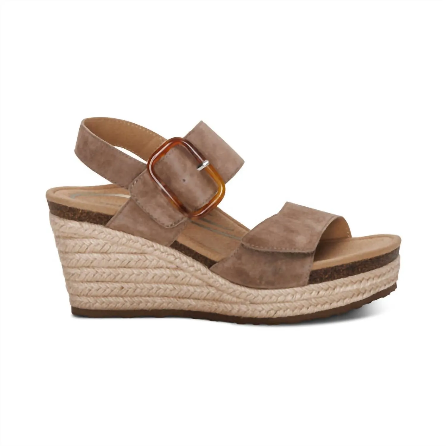 Low Profile Footbed Design Women's Ashley Arch Support Wedge In Taupe