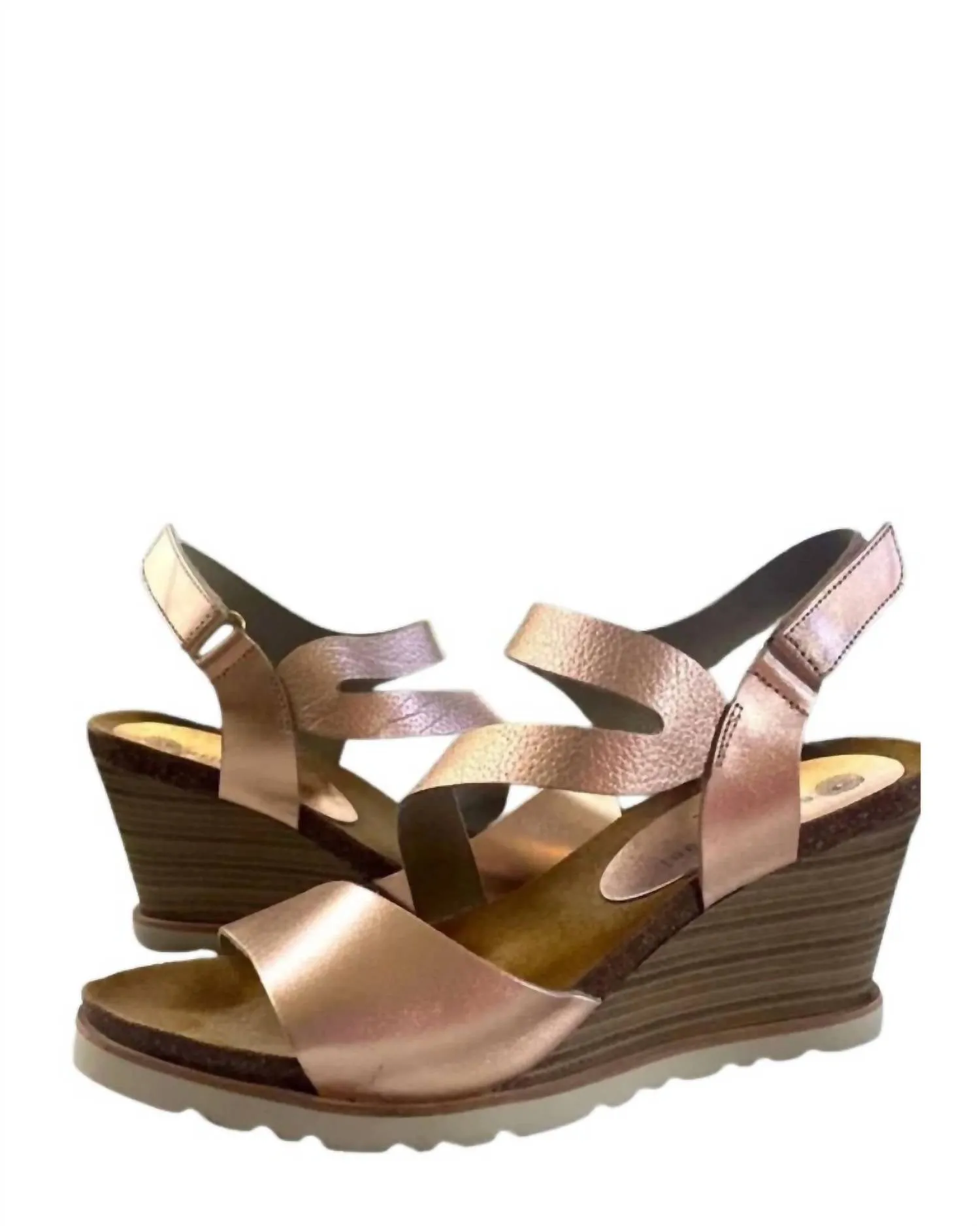 Women's Delaney Wedge Sandals In Rose Gold Supportive Footbed