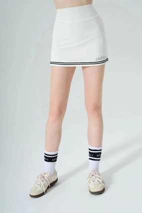 Soft touch finish Electric A line Skirt - White