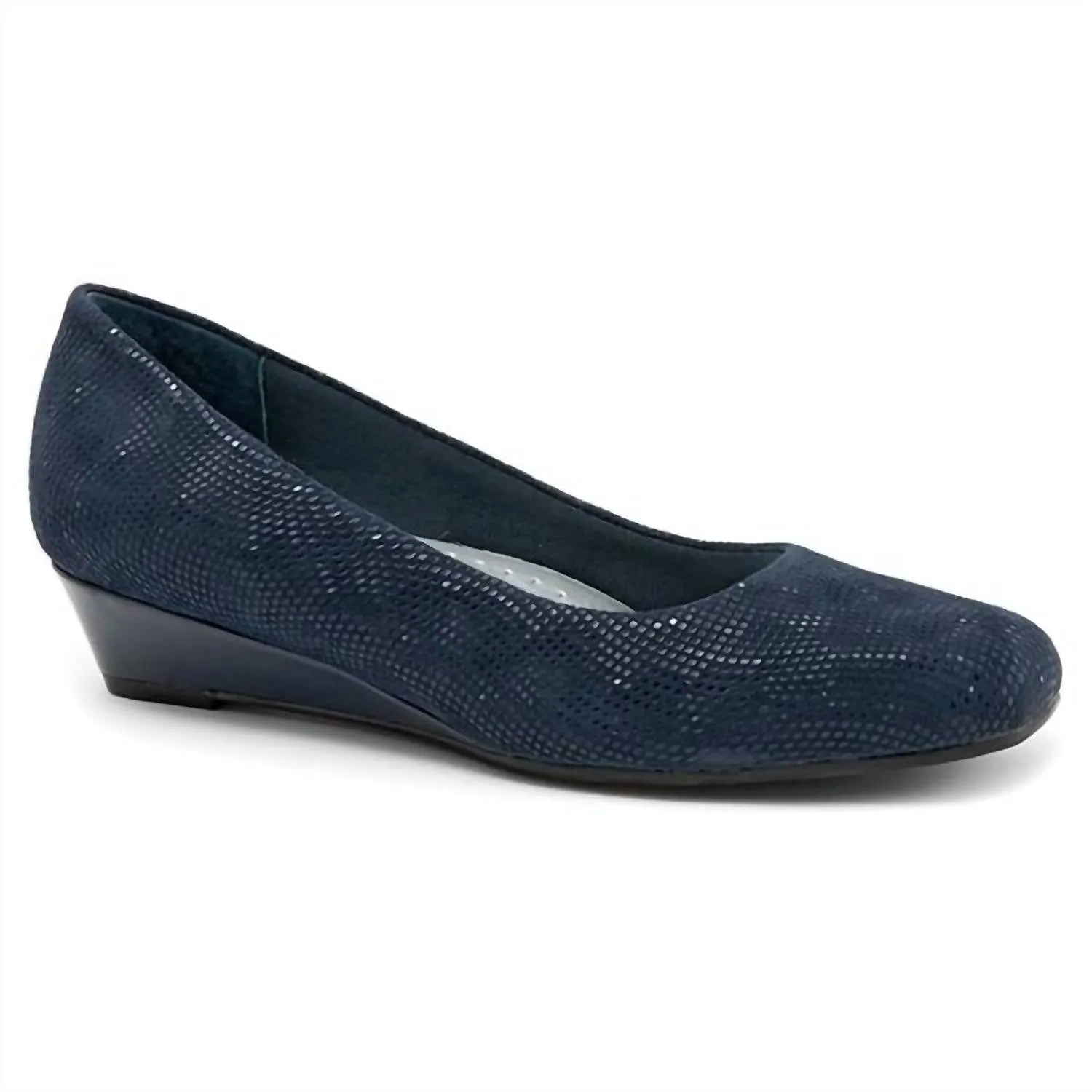 Women's Lauren 3D Patent Suede Shoes In Navy Padded Heel