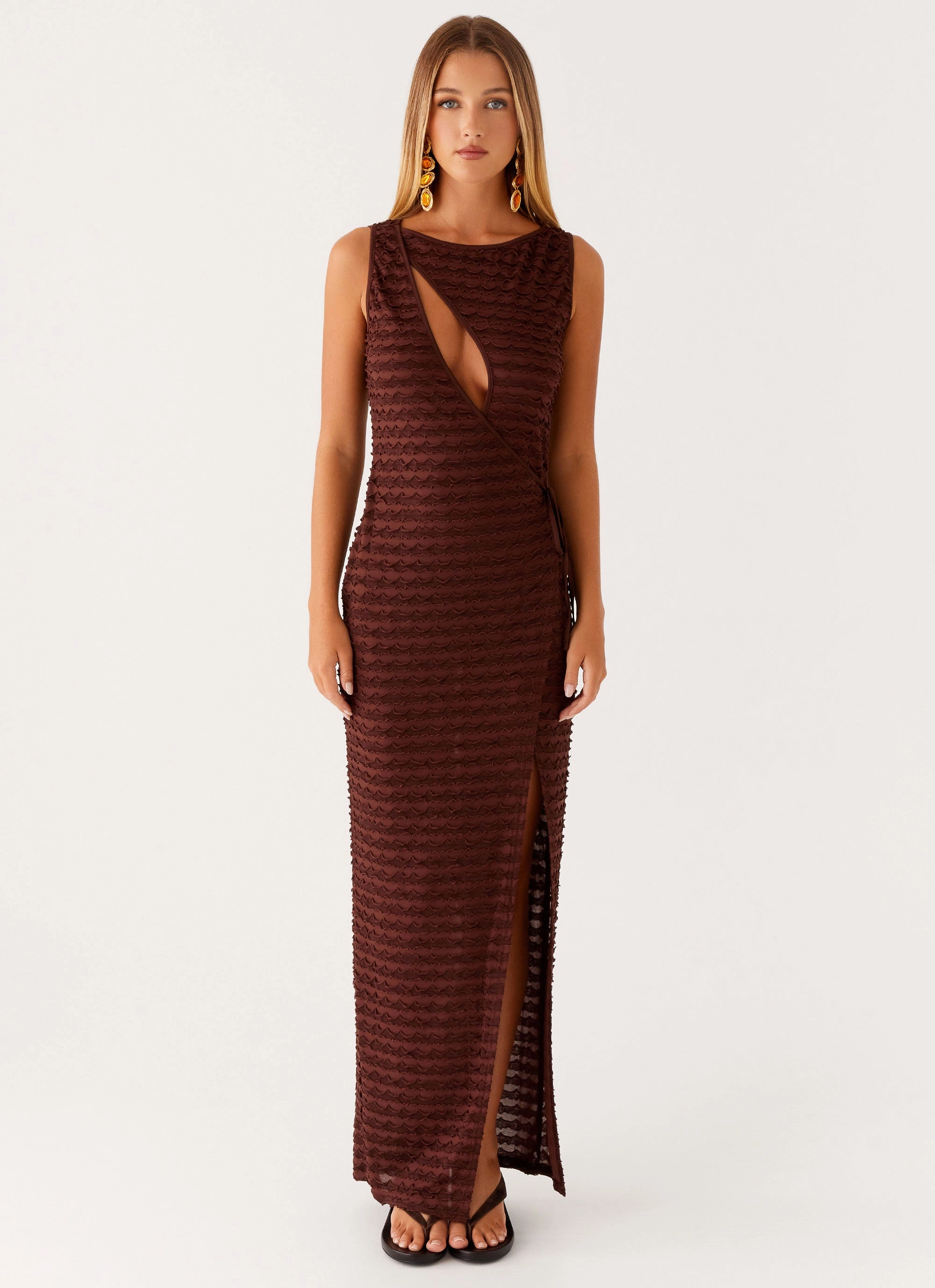 Semi Formal Sterling Wrap Maxi Dress - Chocolate