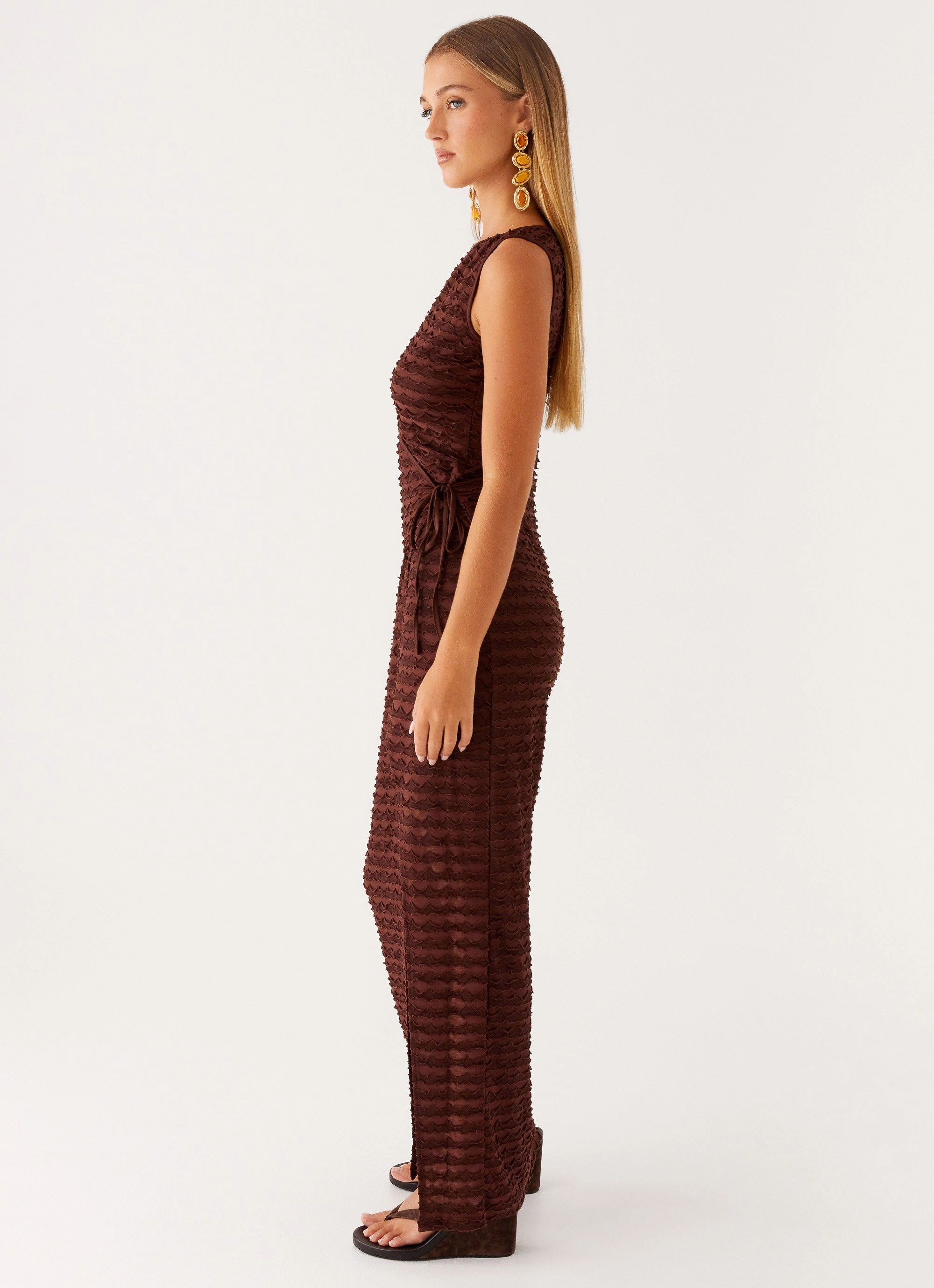 Sterling Wrap Maxi Dress - Chocolate Trendy midi dress
