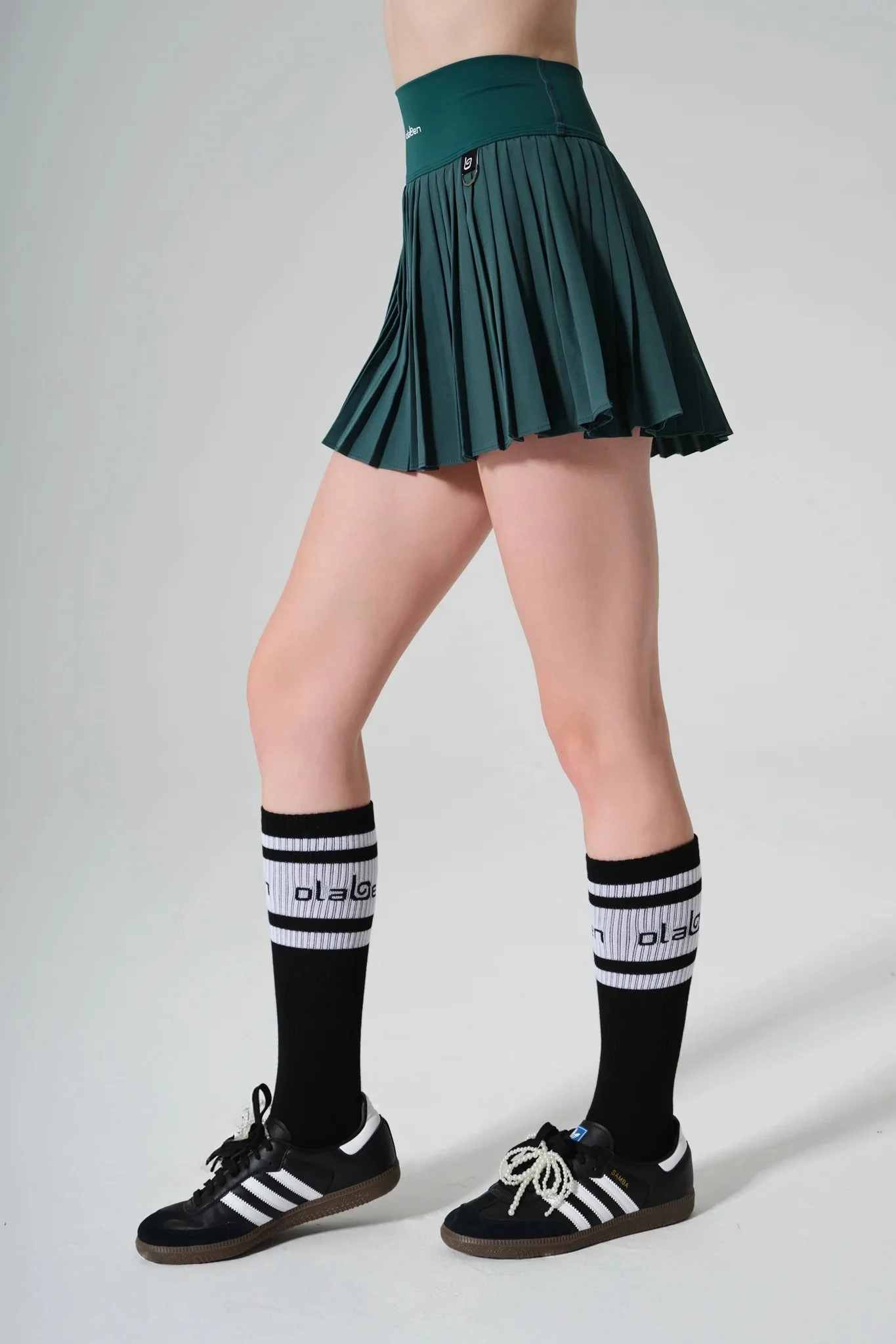 Birgit Pleated Skirt - Midnight Green Wide Leg Opening