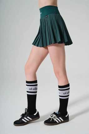 Birgit Pleated Skirt - Midnight Green Wide Leg Opening