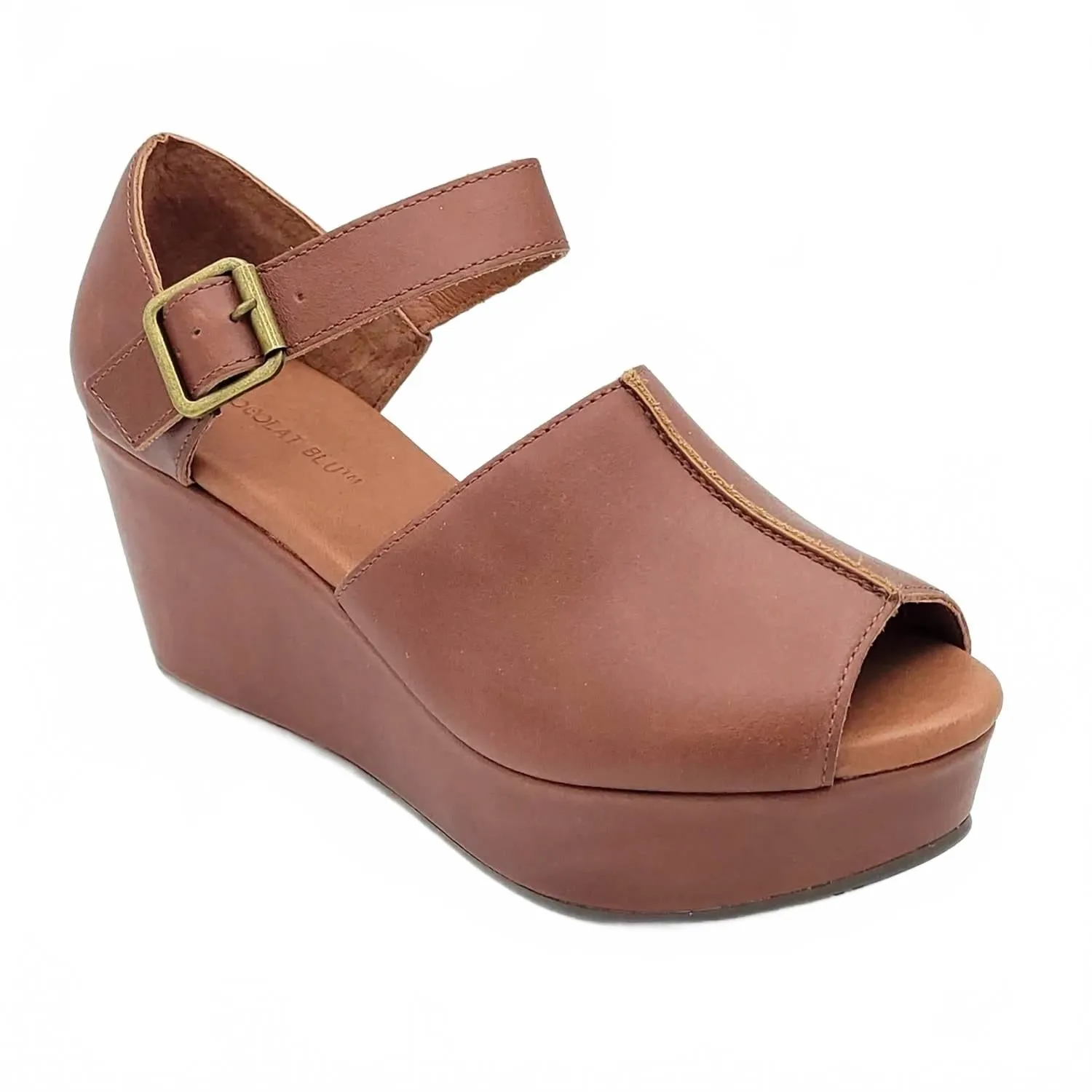 Water Resistant Material Comfortable All Women Wawa Wedge In Brown Leather