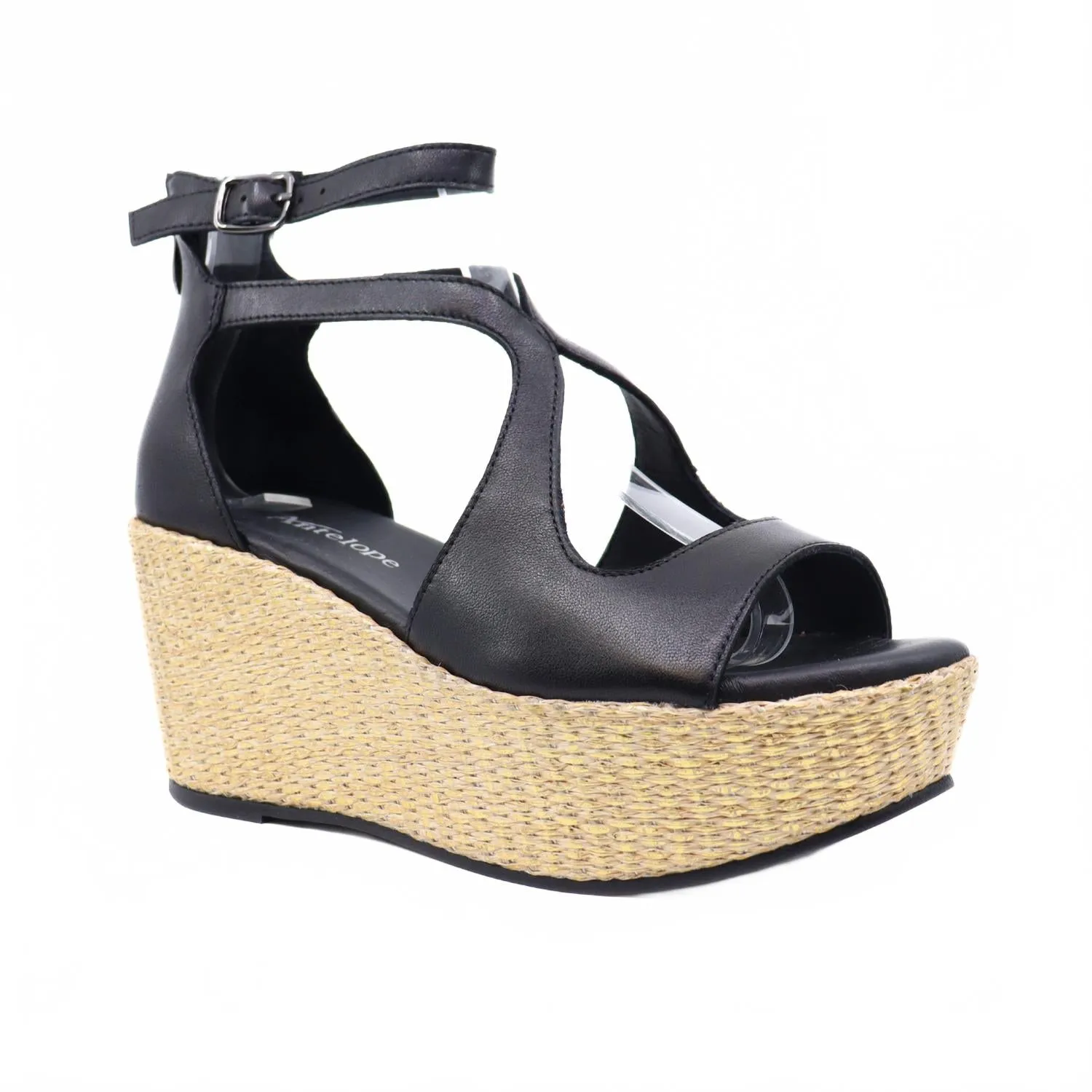 Women Hartlynn Espadrille Wedge Sandals In Black Wear Anywhere Handcrafted Stitching Detail