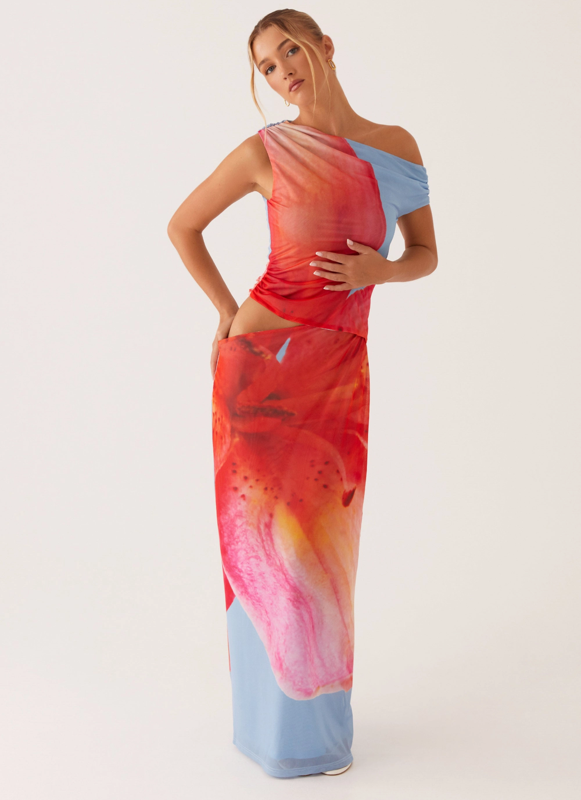 Sunset Glow Santa Monica Maxi Dress - Blue Floral