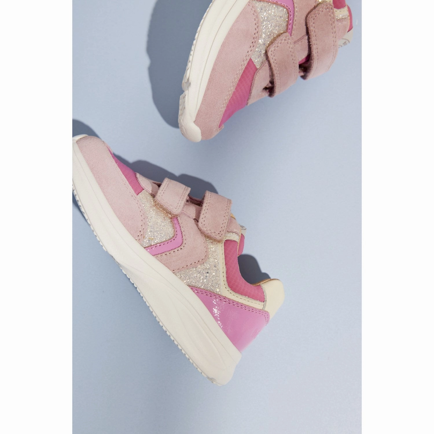 Bisgaard Blush Glitter Yuki Glitter Velcro Shoe Bonded Overlays Smooth Siding