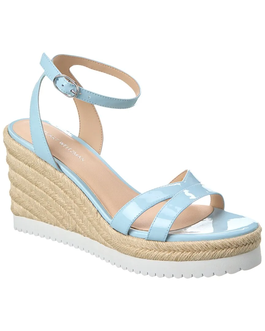 Chic Vacation Footwear Contoured Heel Stuart Weitzman Catlina Patent Espadrille Wedge Sandal