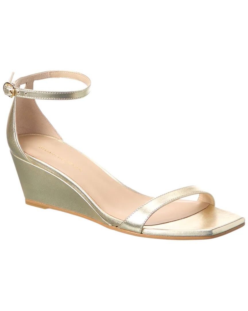 Slim Profile Stuart Weitzman Nudistcurve 50 Leather Wedge Sandal