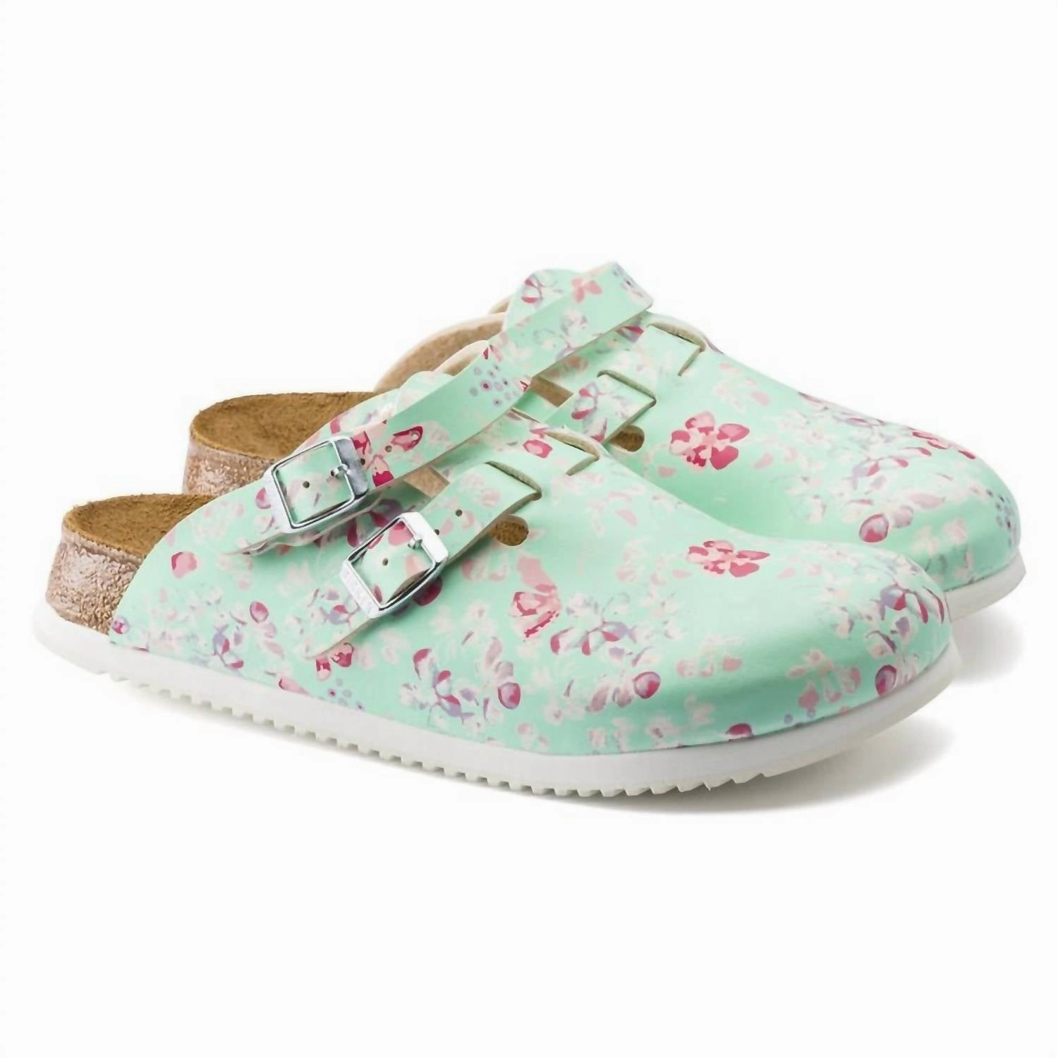 Women's Kay Prof Narrow Clogs In Flower Field Mint Active Reinforced toe