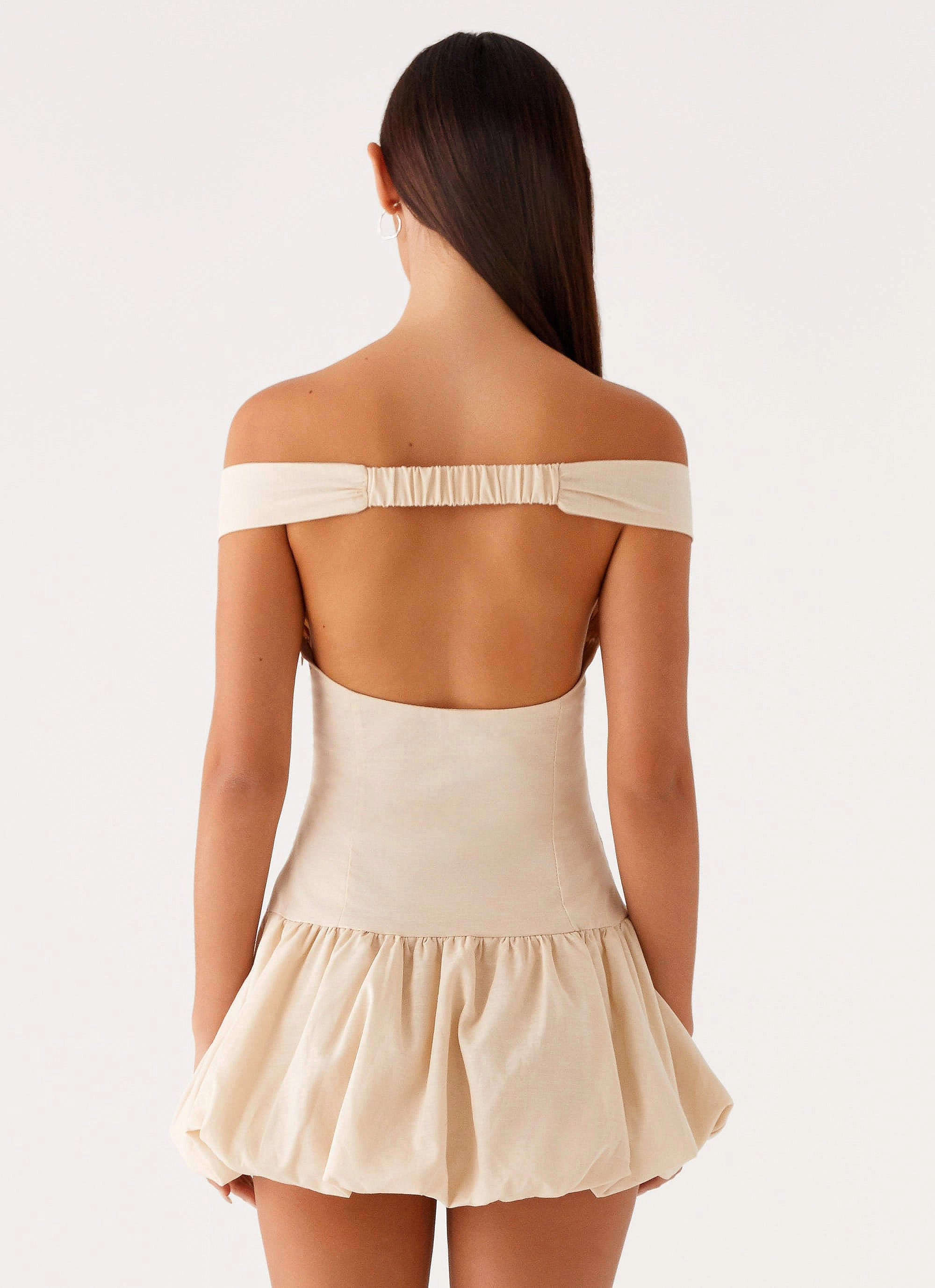 Seasonal Wear Endless Romance Off Shoulder Mini Dress - Butter