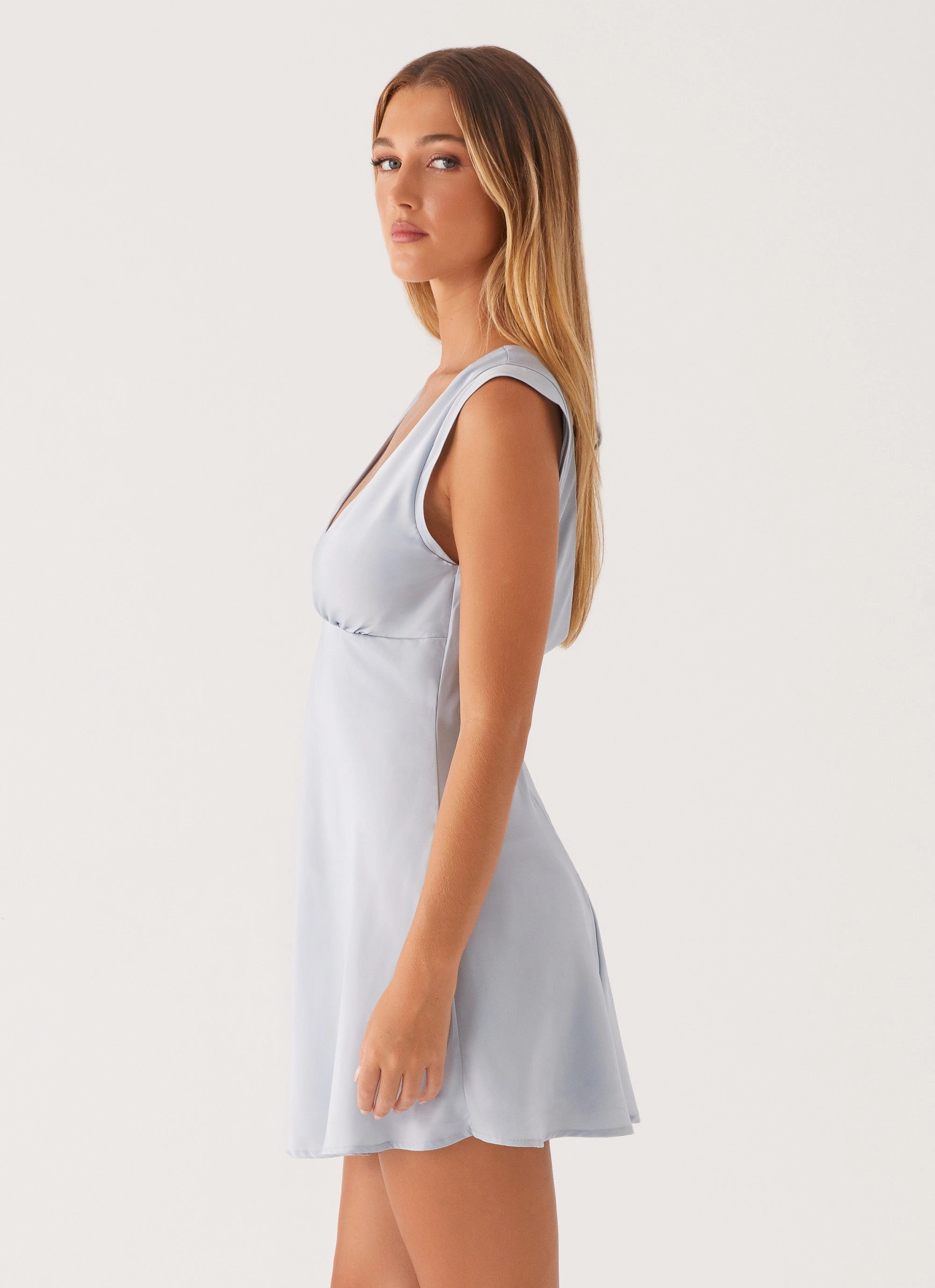 Bold Design Asymmetric-Neck Layton Mini Dress - Blue
