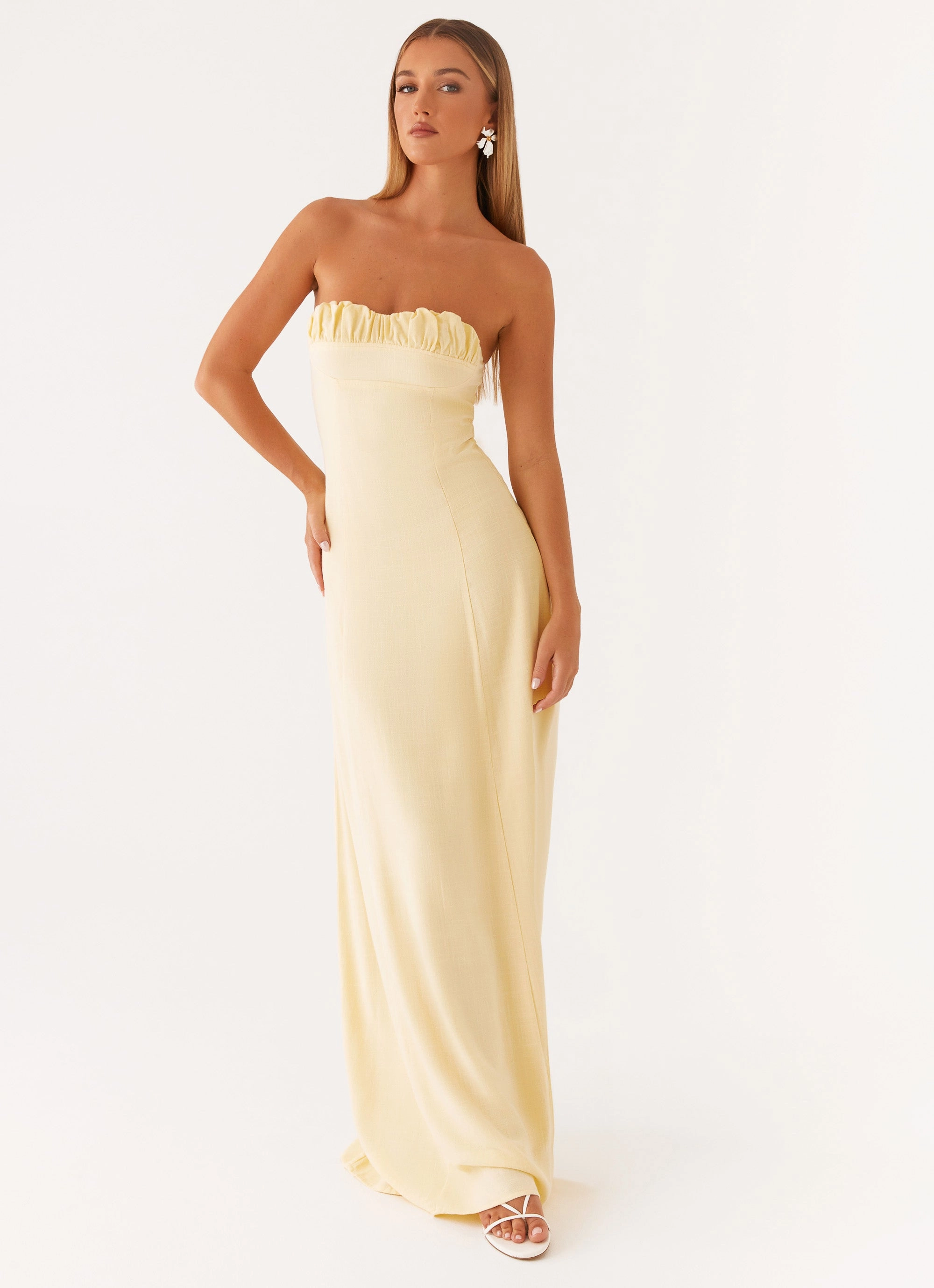 Tayla Linen Maxi Dress - Yellow Statement Mood