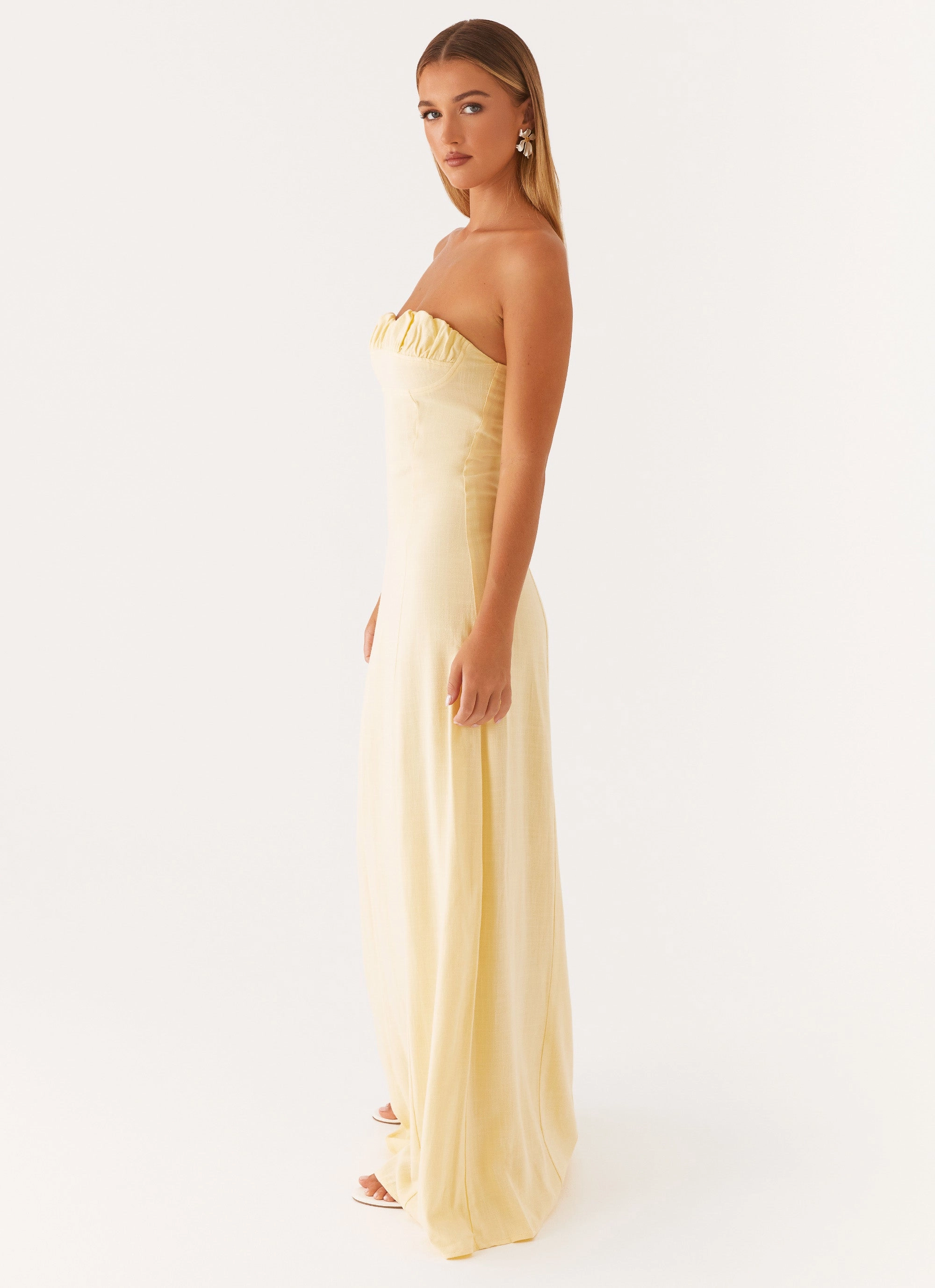 Tayla Linen Maxi Dress - Yellow Feather Light