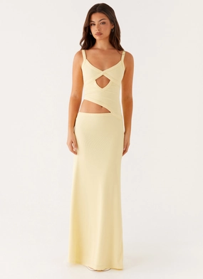 Jewel Accent Frayed-Edge Jocelyn Maxi Dress - Yellow