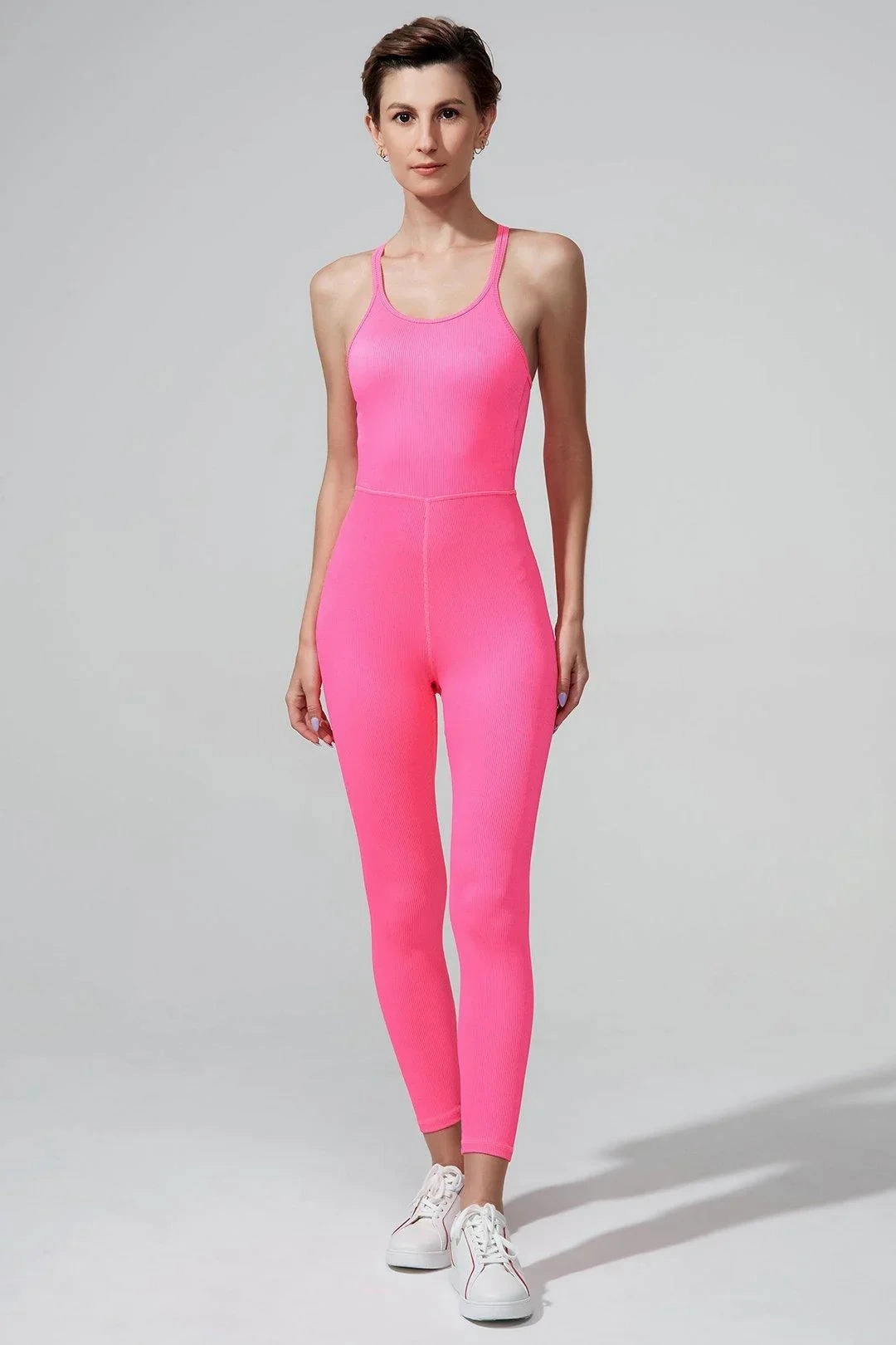 Suave Pulpa Jumpsuit - Hot Pink Elegant Interview Expert Stitching