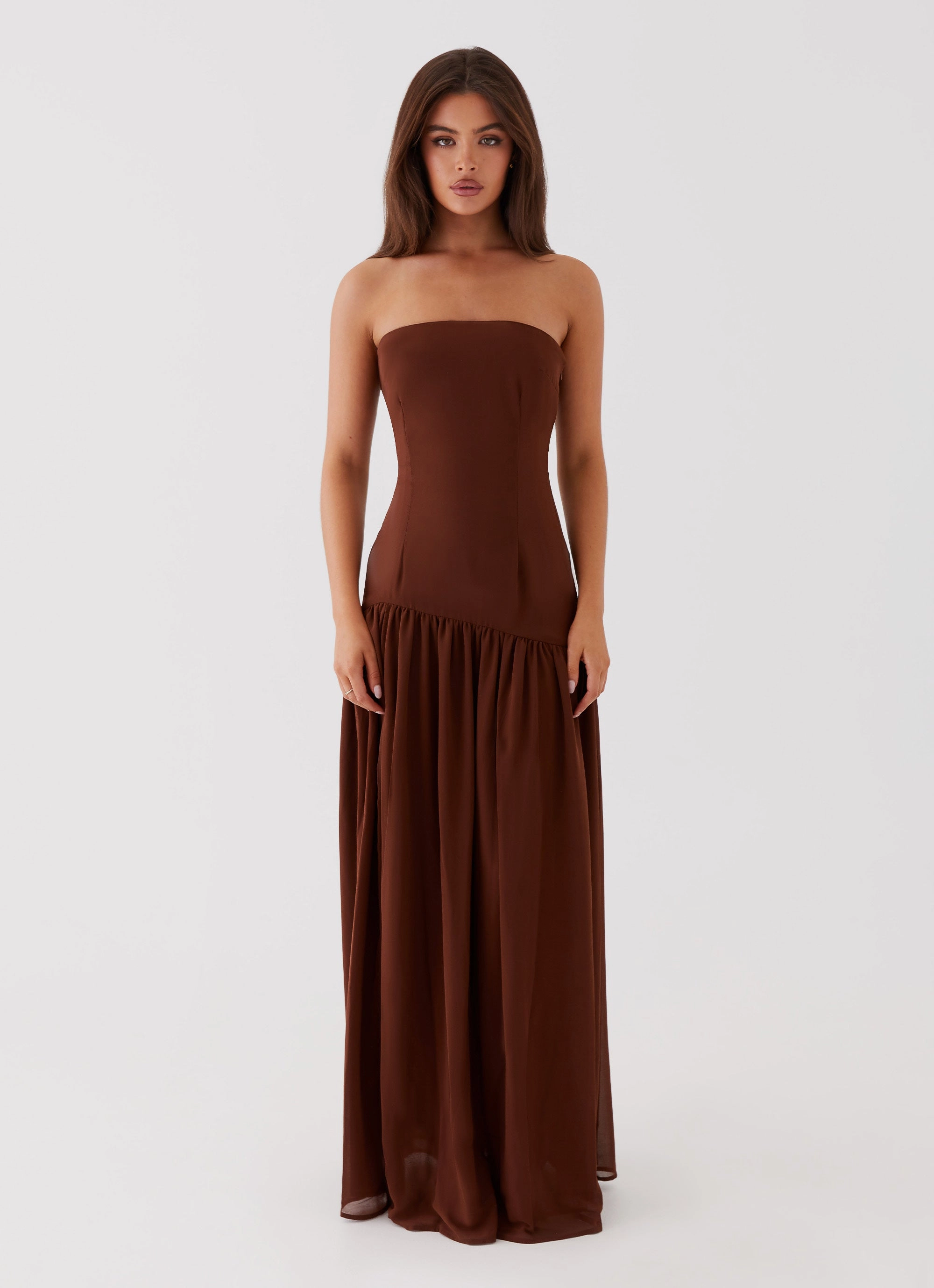 Eden Strapless Maxi Dress - Brown Relaxed fit wear Trend Appeal