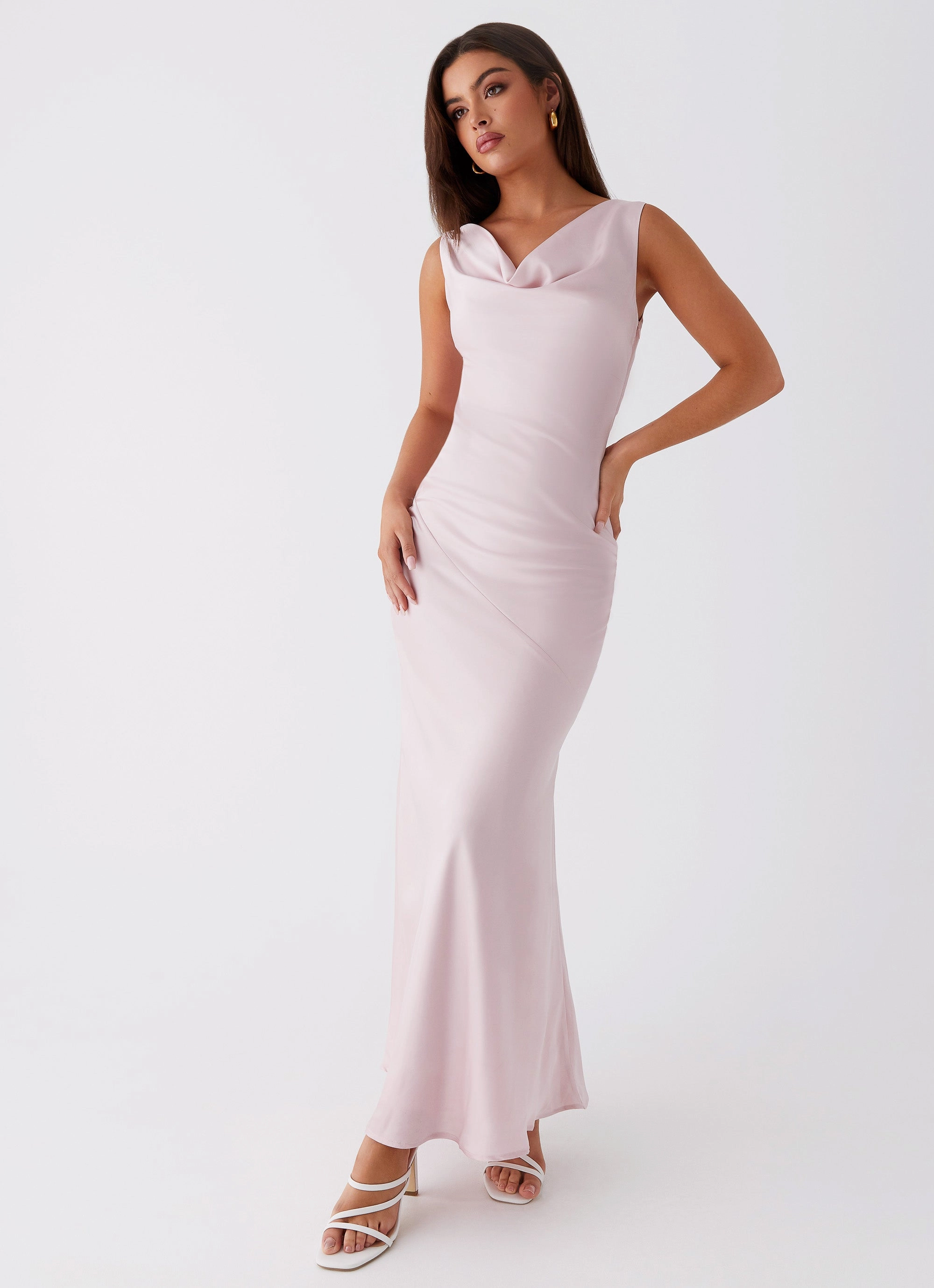 Silky Movement Elegant Layer Be Mine Satin Maxi Dress - Mauve Pink