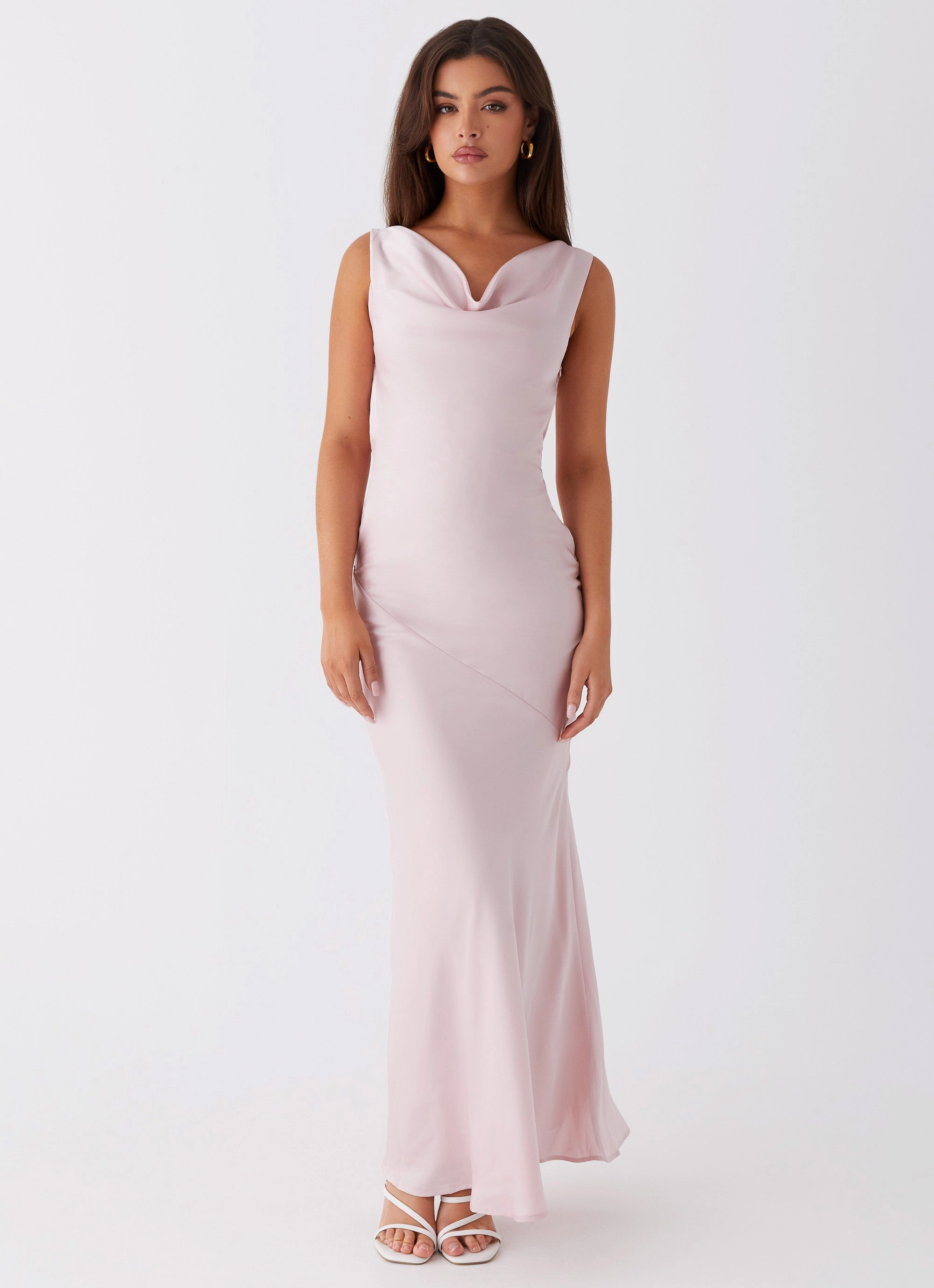 Be Mine Satin Maxi Dress - Mauve Pink Basic Cool