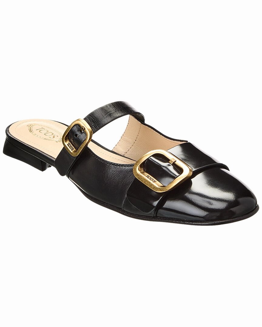 Stretchable Fabric Slip-On Comfort TOD??s Cuoio Leather Mule, 36.5