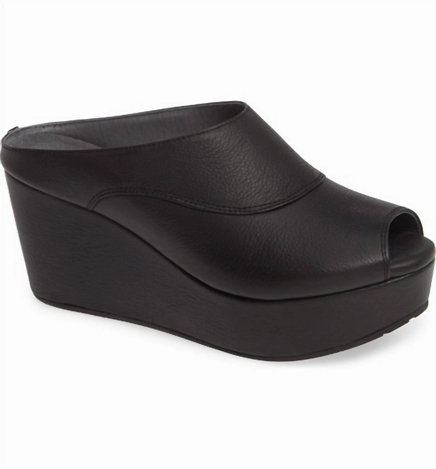 Reliable Performance Women's Wind Platform Wedge Mules In Black Leather