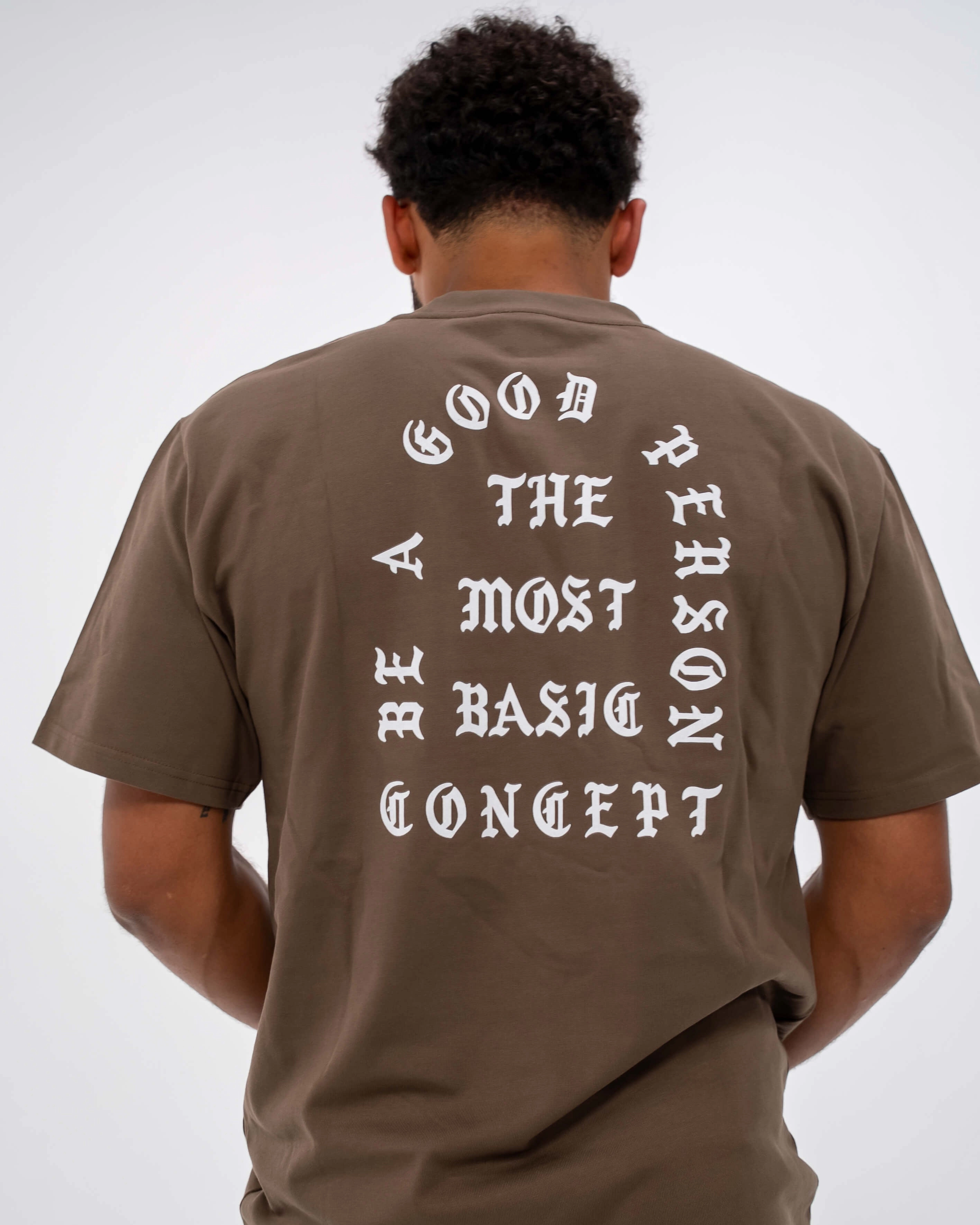 Sleek Fit Saint Script Heavyweight Box T-Shirt - Brown