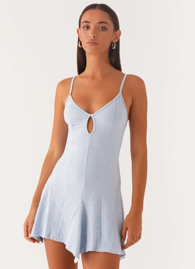 Feminine flowing piece Korean Trend Surry Mini Dress - Blue