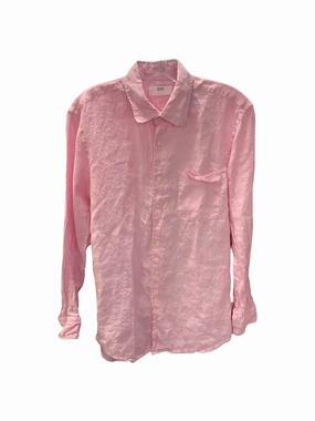 Uniqlo Men's Linen Shirt Pink S Sustainable Material Timeless Appeal