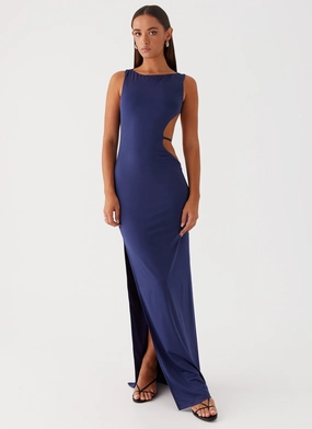 Sutton Maxi Dress - Navy Boho Aesthetic Functional Layer
