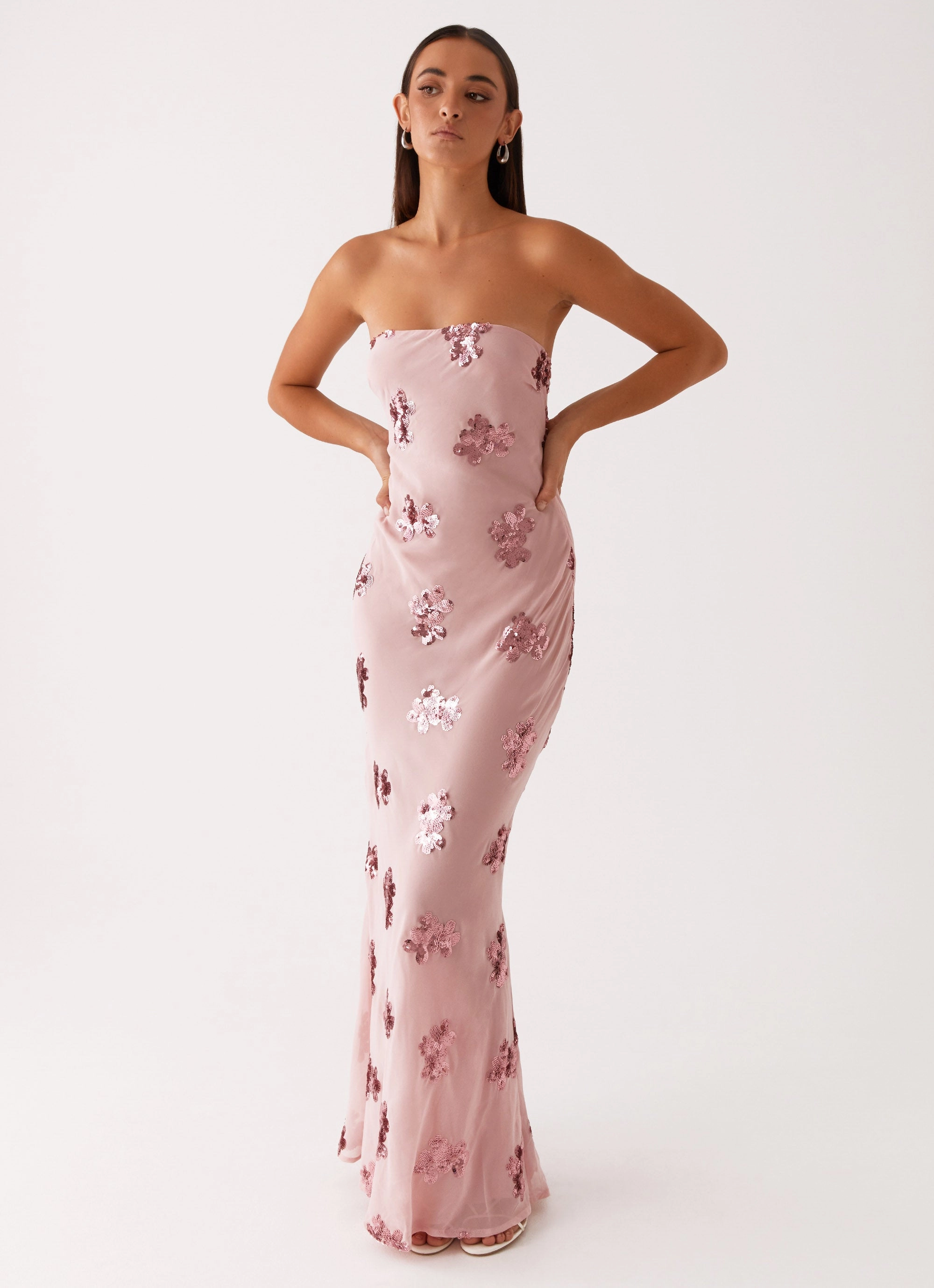 Spring Mood Sweet Escape Sequin Maxi Dress - Baby Pink