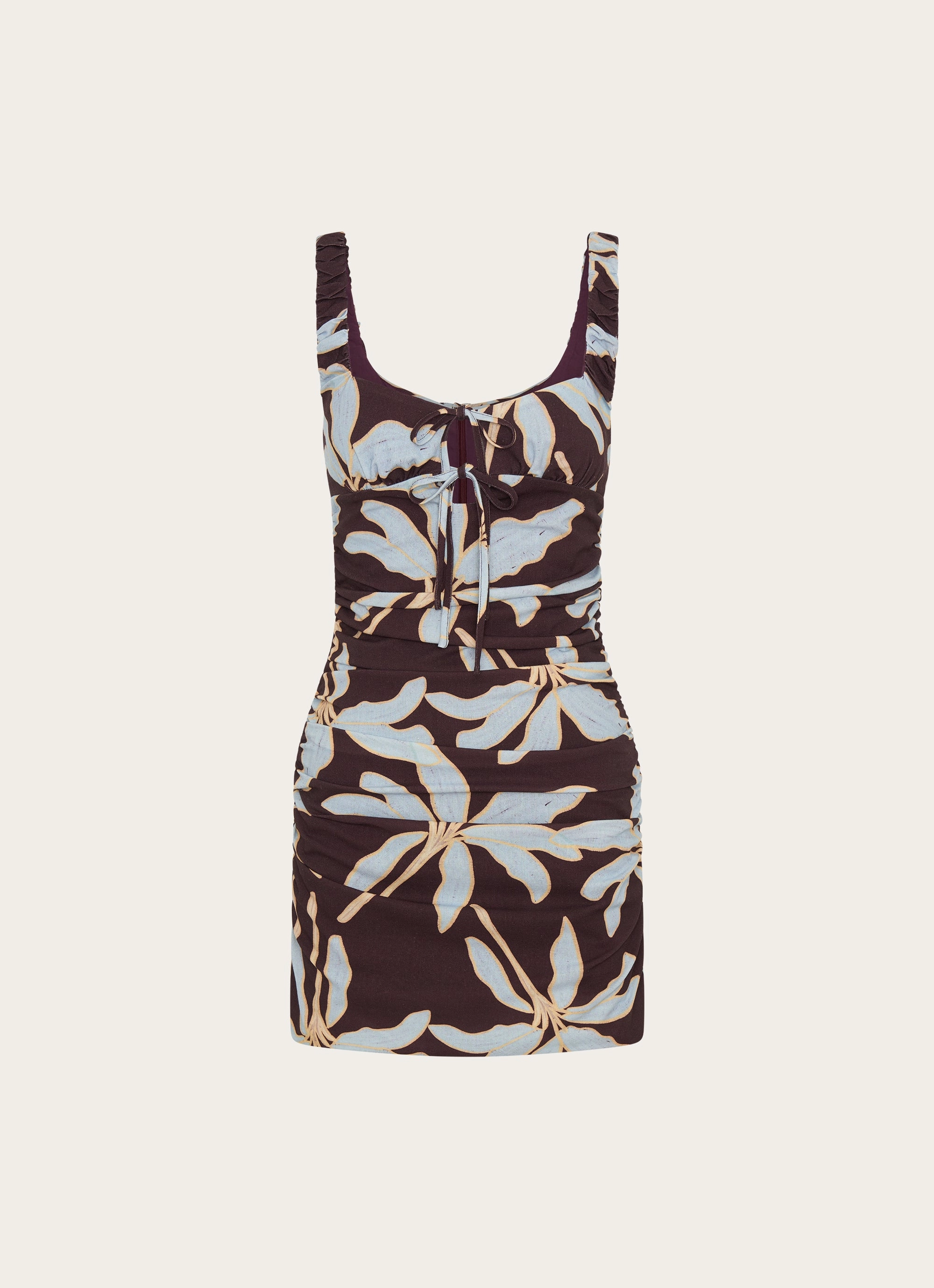 Sweet Melody Ruched Mini Dress - Opulent Brown Easy Look