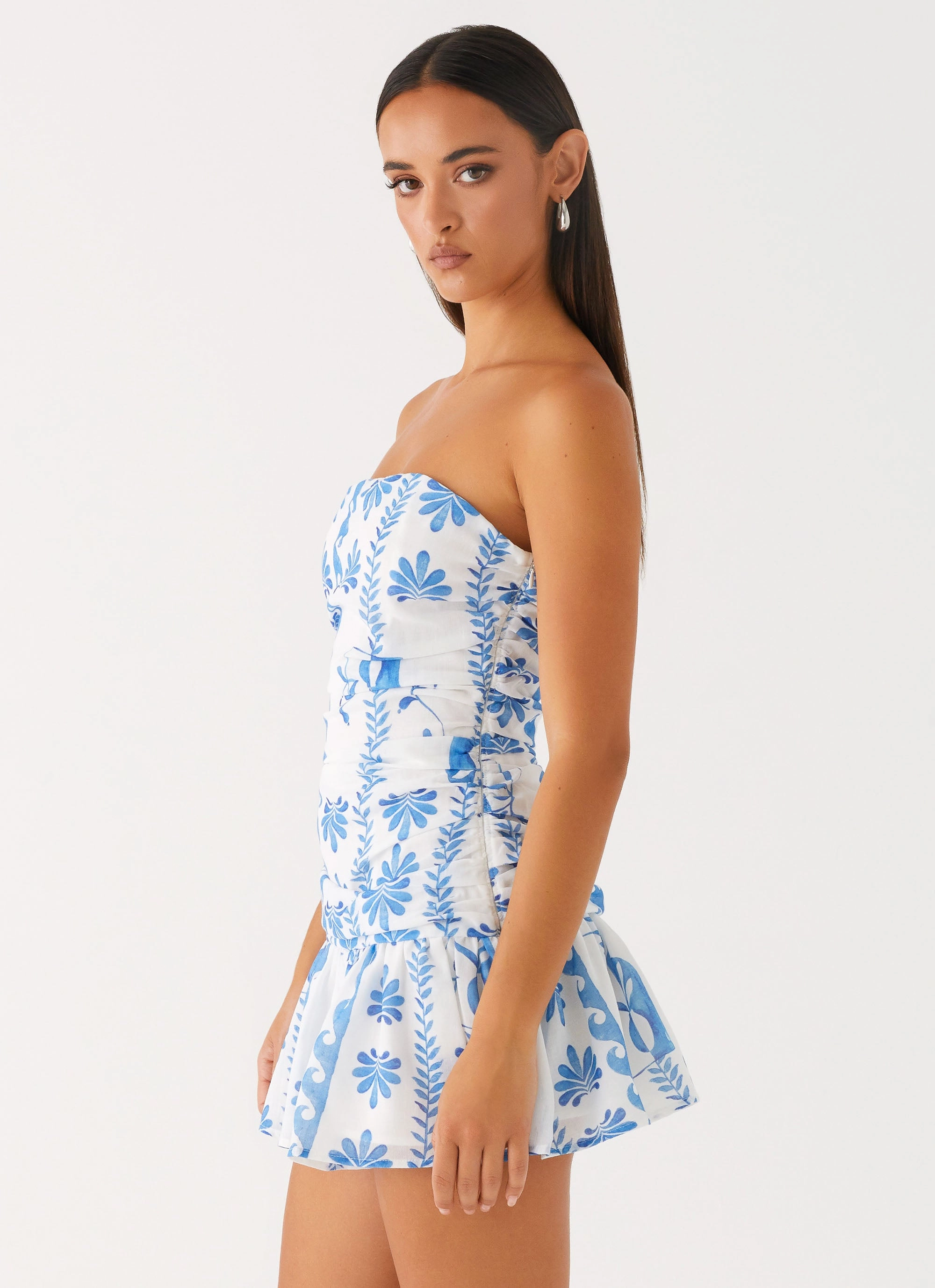 Walk Grace Carmel Mini Dress - Floral Wave