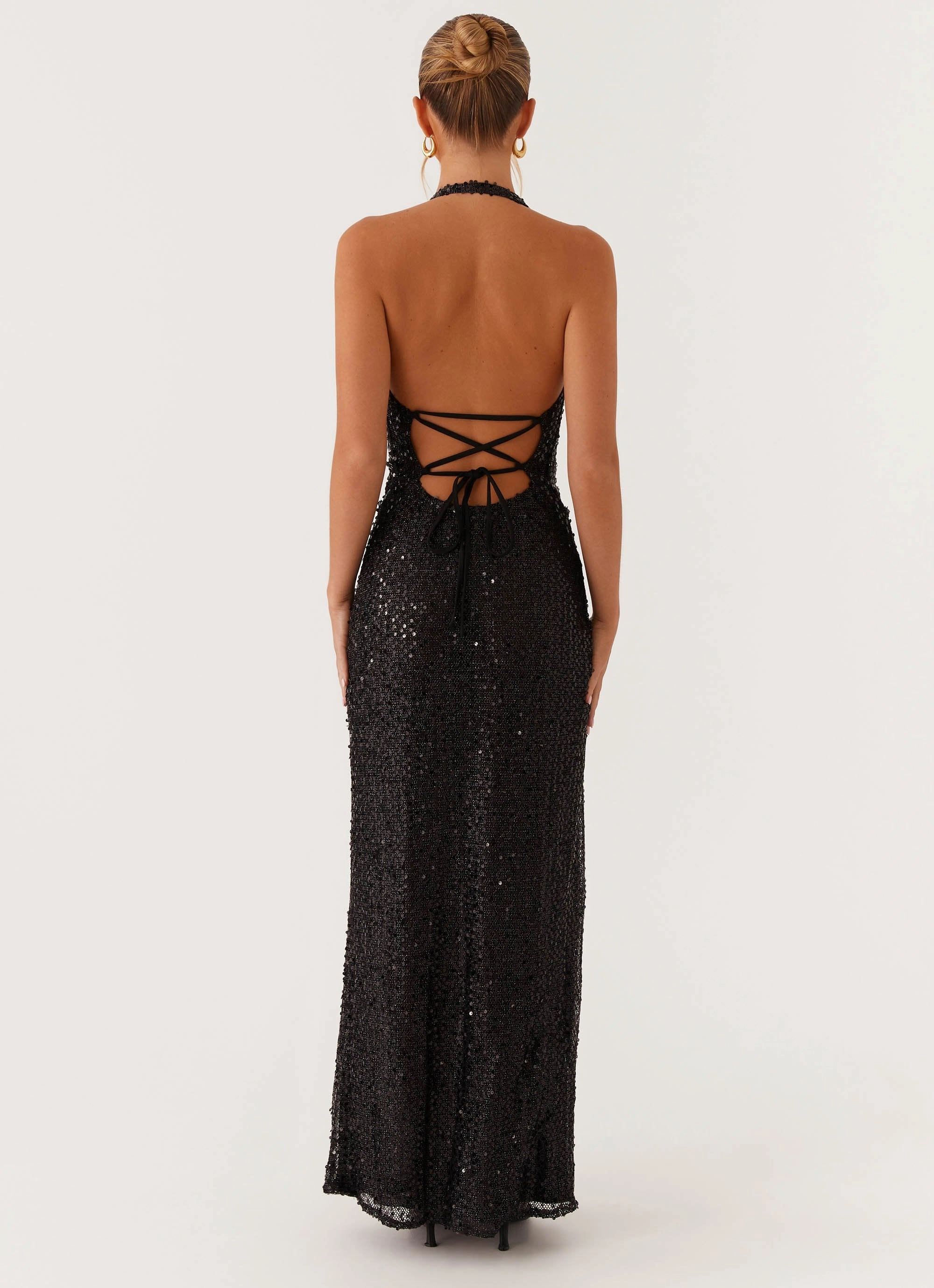After Tonight Sequin Cowl Neck Maxi Dress - Black All Wear