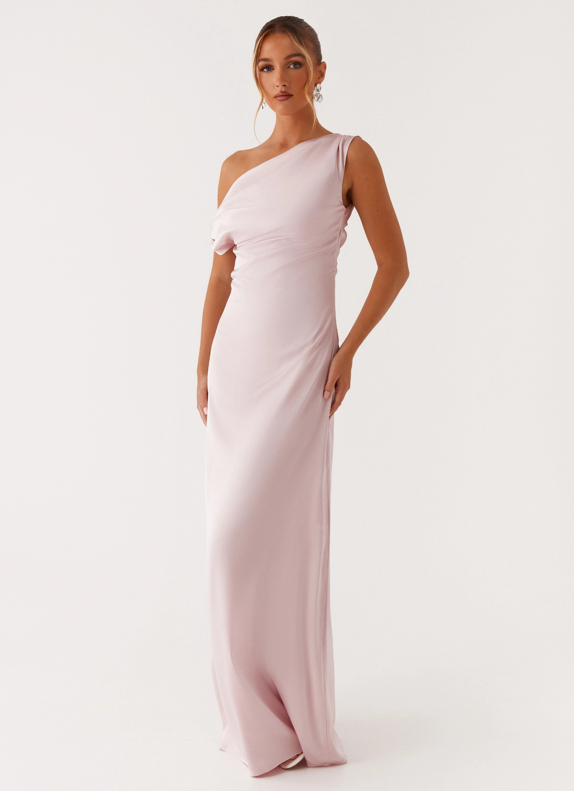 Heart Of Glass Satin Maxi Dress - Pink Classic Grace Chill Lines