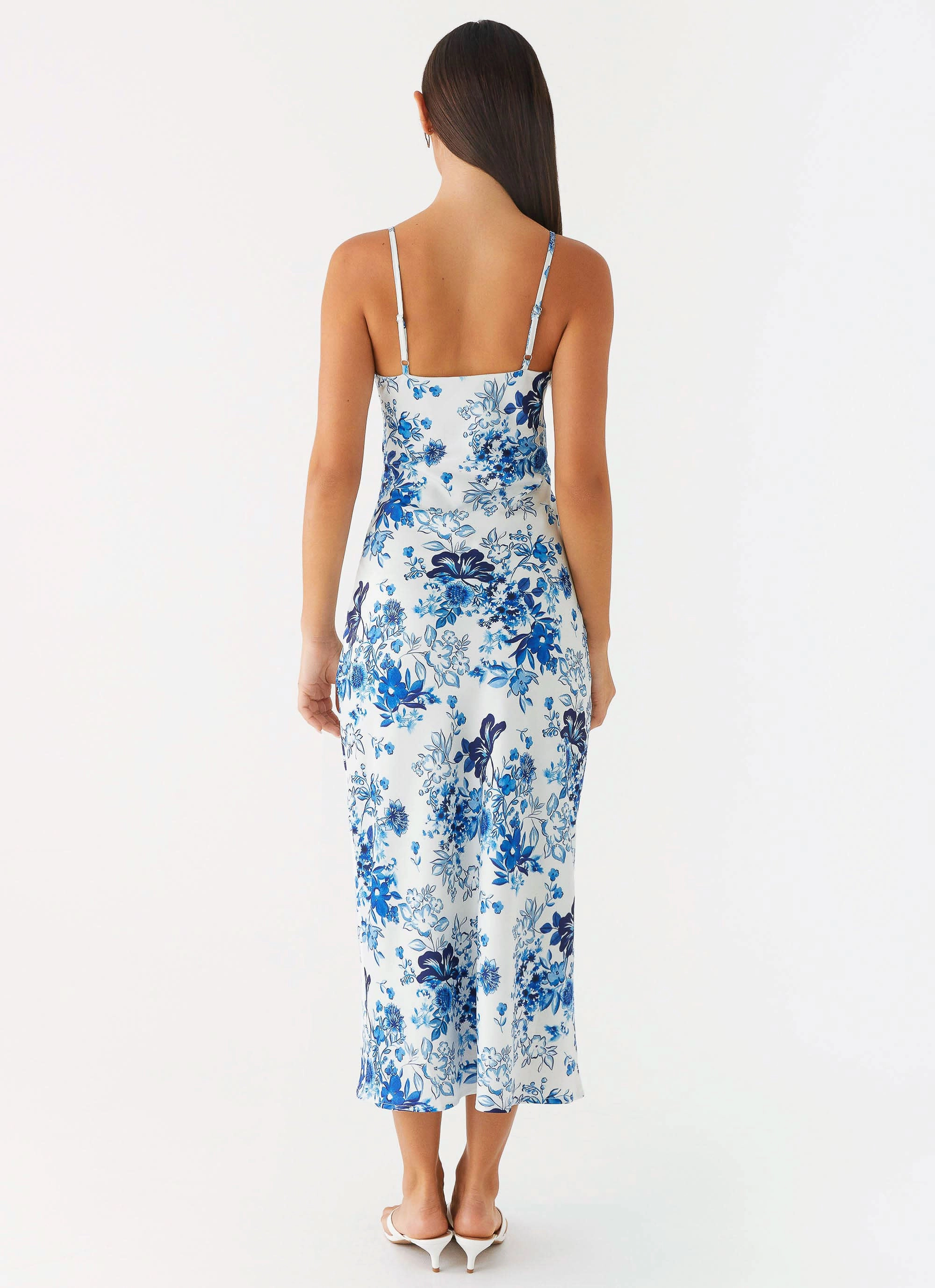 Sharp Finish Take Chances Midi Dress - Serene Sky Floral