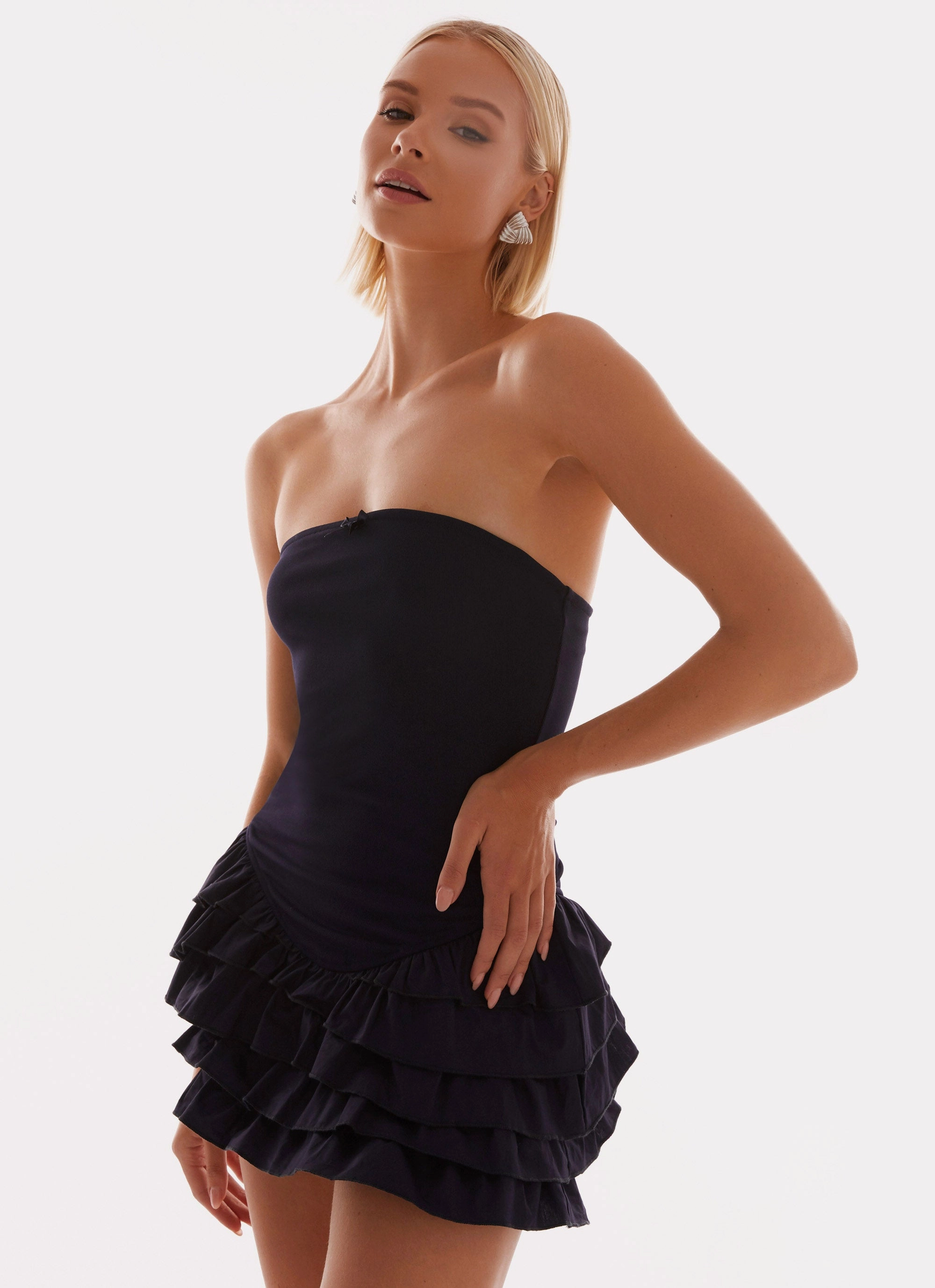 Tamay Mini Dress - Navy Stain-Guard-Finish Lace Fine