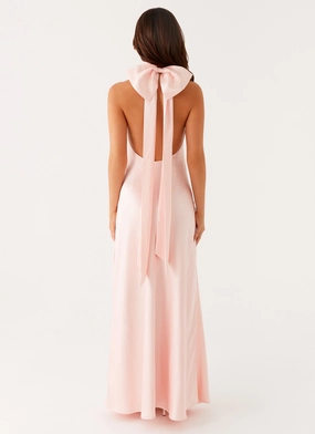 Siani Backless Maxi Dress - Pink Gathered-Detail