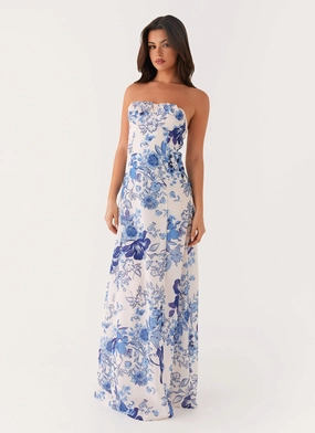 Balanced Shape Tayla Linen Maxi Dress - Serene Sky Floral
