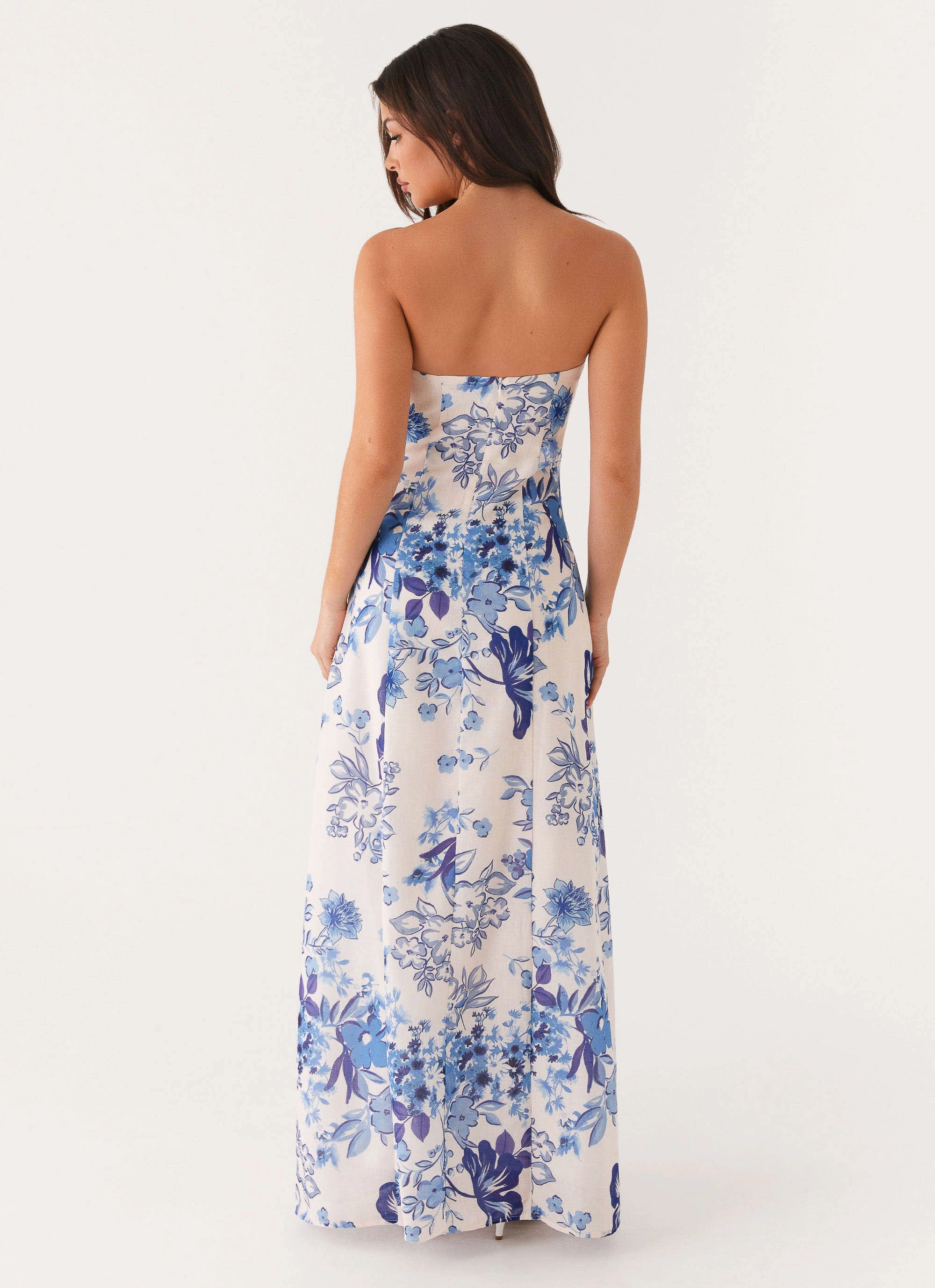 windproof Formed Look Tayla Linen Maxi Dress - Serene Sky Floral