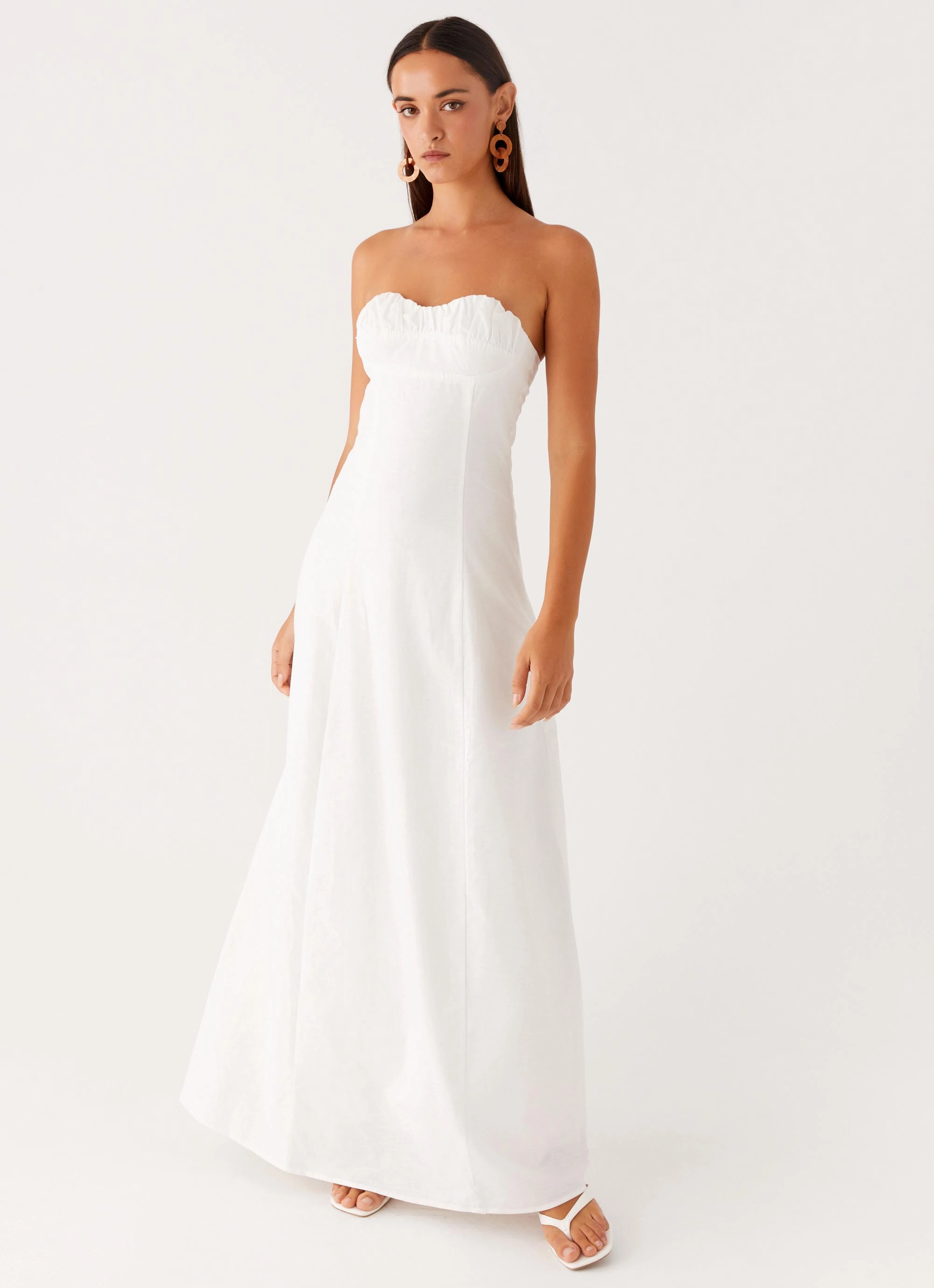 Tayla Linen Maxi Dress - White Refined Style Timeless Wear