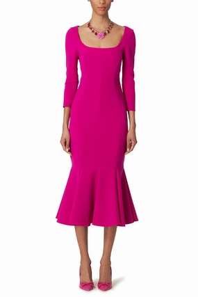 Comfortable Layering Fluid Crepe Trumpet Dress