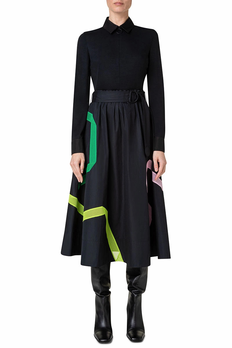 Techno Mesh Tape Intarsia Dress Casual Look