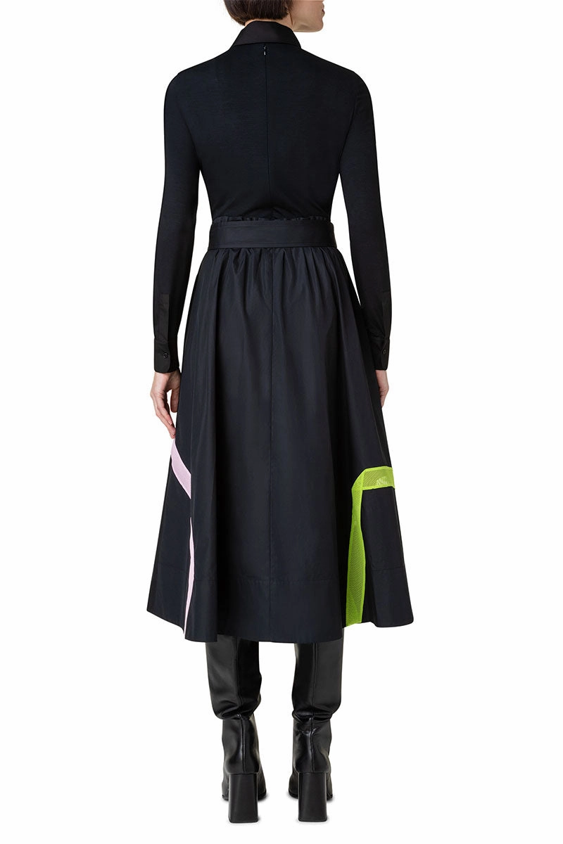 Techno Mesh Tape Intarsia Dress Gentle Drape